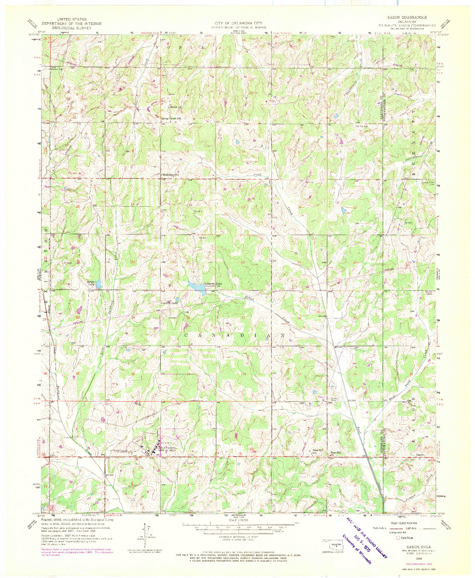 USGS 1:24000-SCALE QUADRANGLE FOR EASON, OK 1958