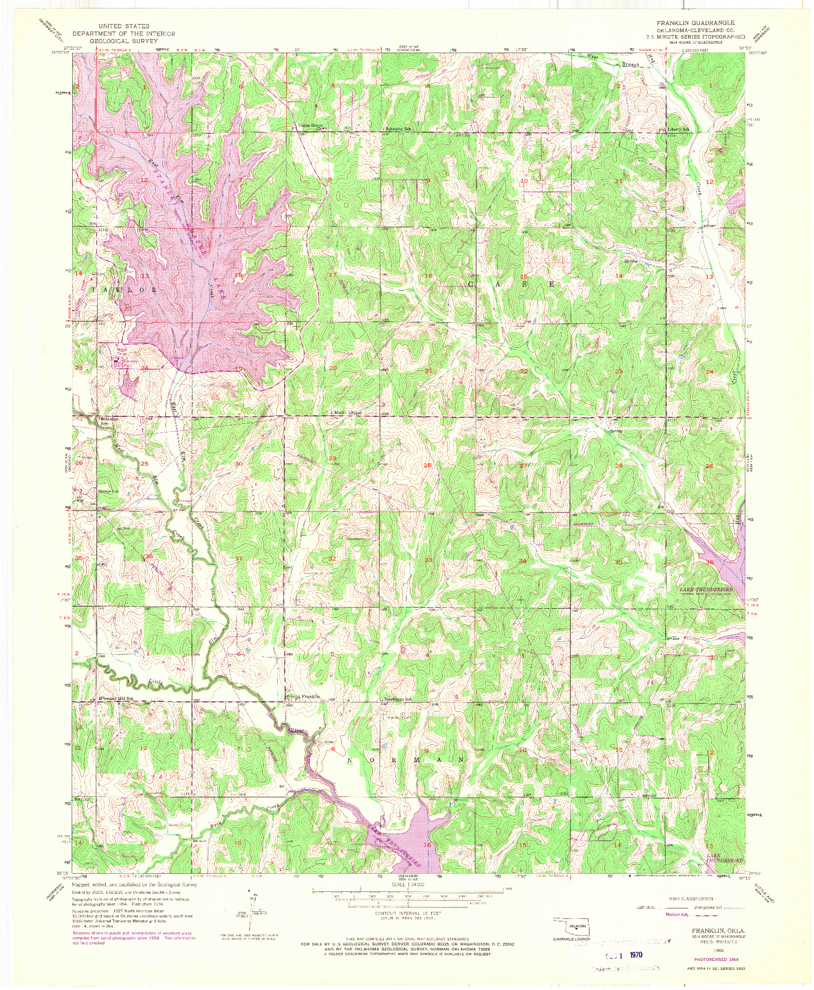 USGS 1:24000-SCALE QUADRANGLE FOR FRANKLIN, OK 1956