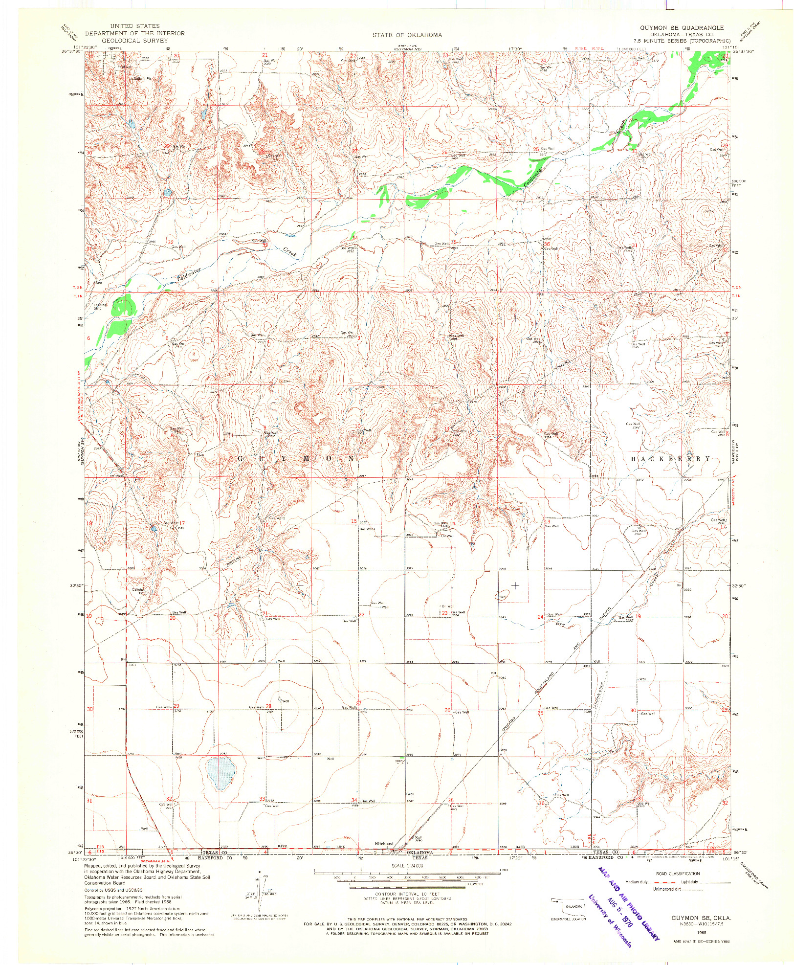 USGS 1:24000-SCALE QUADRANGLE FOR GUYMON SE, OK 1968