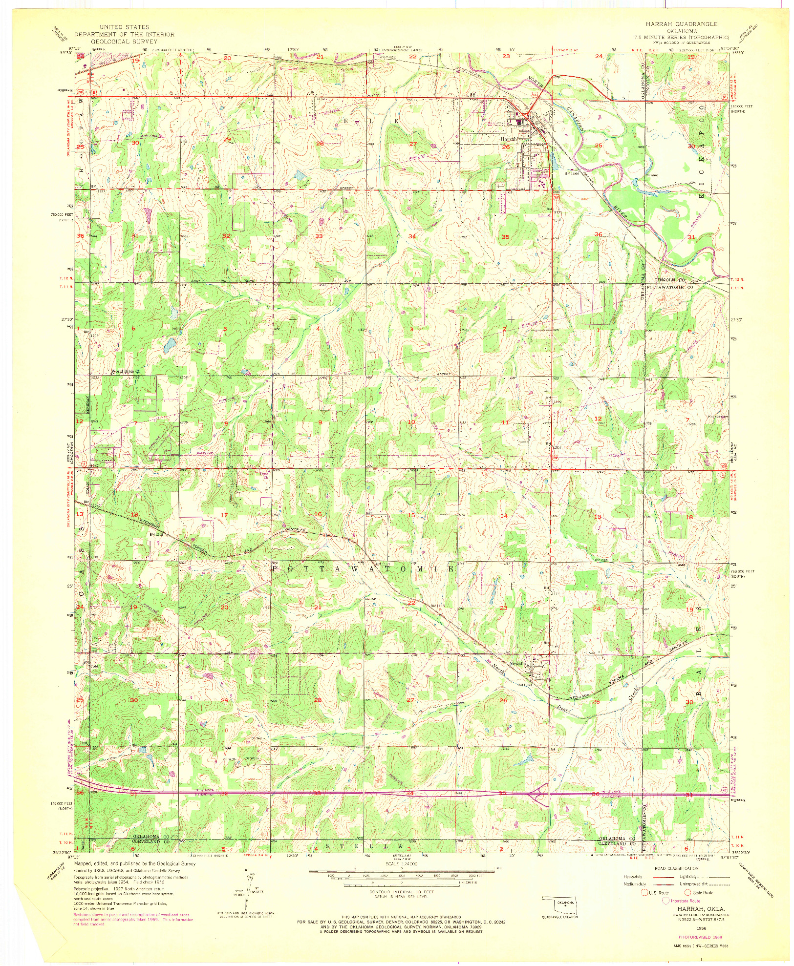 USGS 1:24000-SCALE QUADRANGLE FOR HARRAH, OK 1956