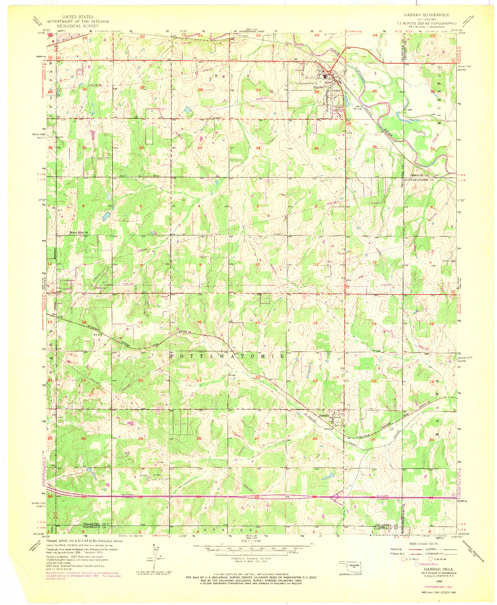 USGS 1:24000-SCALE QUADRANGLE FOR HARRAH, OK 1956