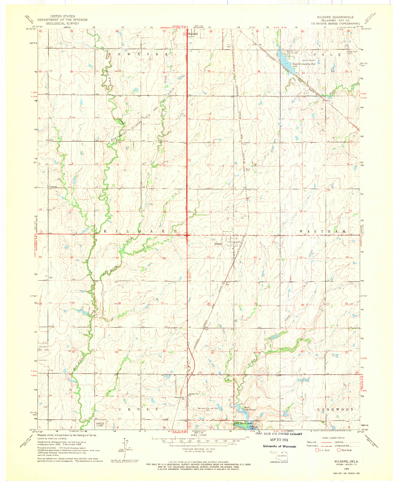 USGS 1:24000-SCALE QUADRANGLE FOR KILDARE, OK 1968