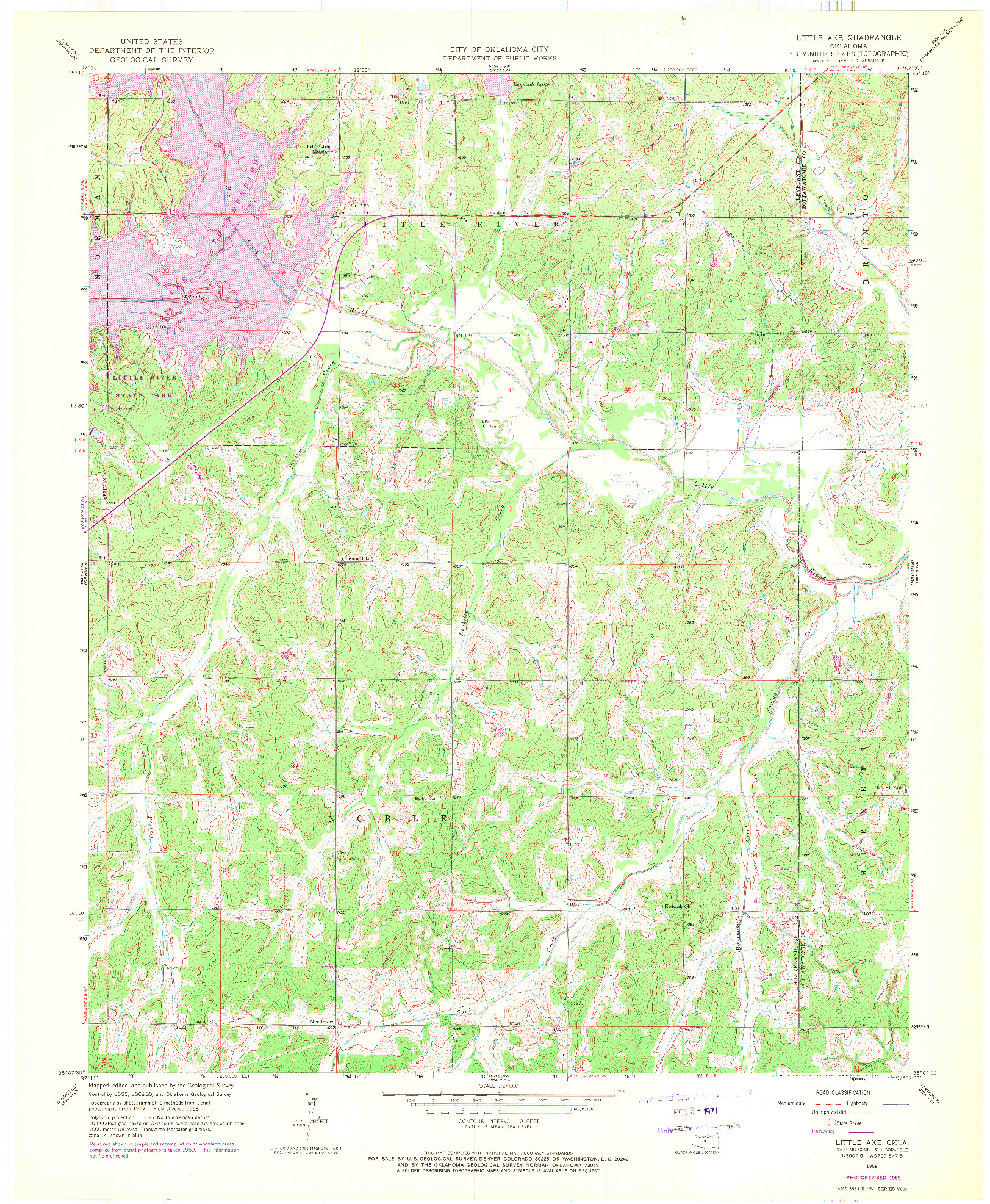 USGS 1:24000-SCALE QUADRANGLE FOR LITTLE AXE, OK 1958