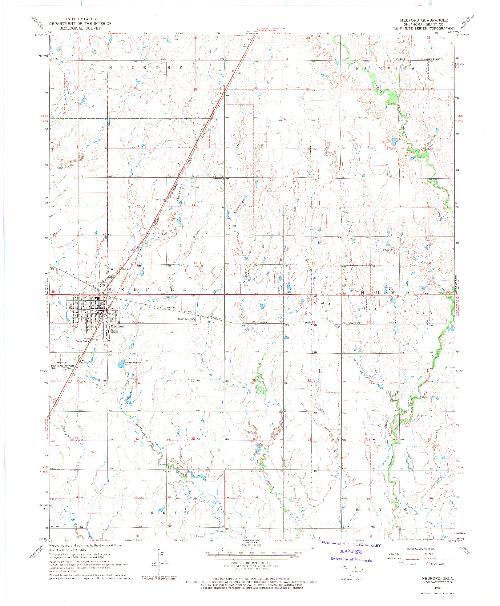 USGS 1:24000-SCALE QUADRANGLE FOR MEDFORD, OK 1968