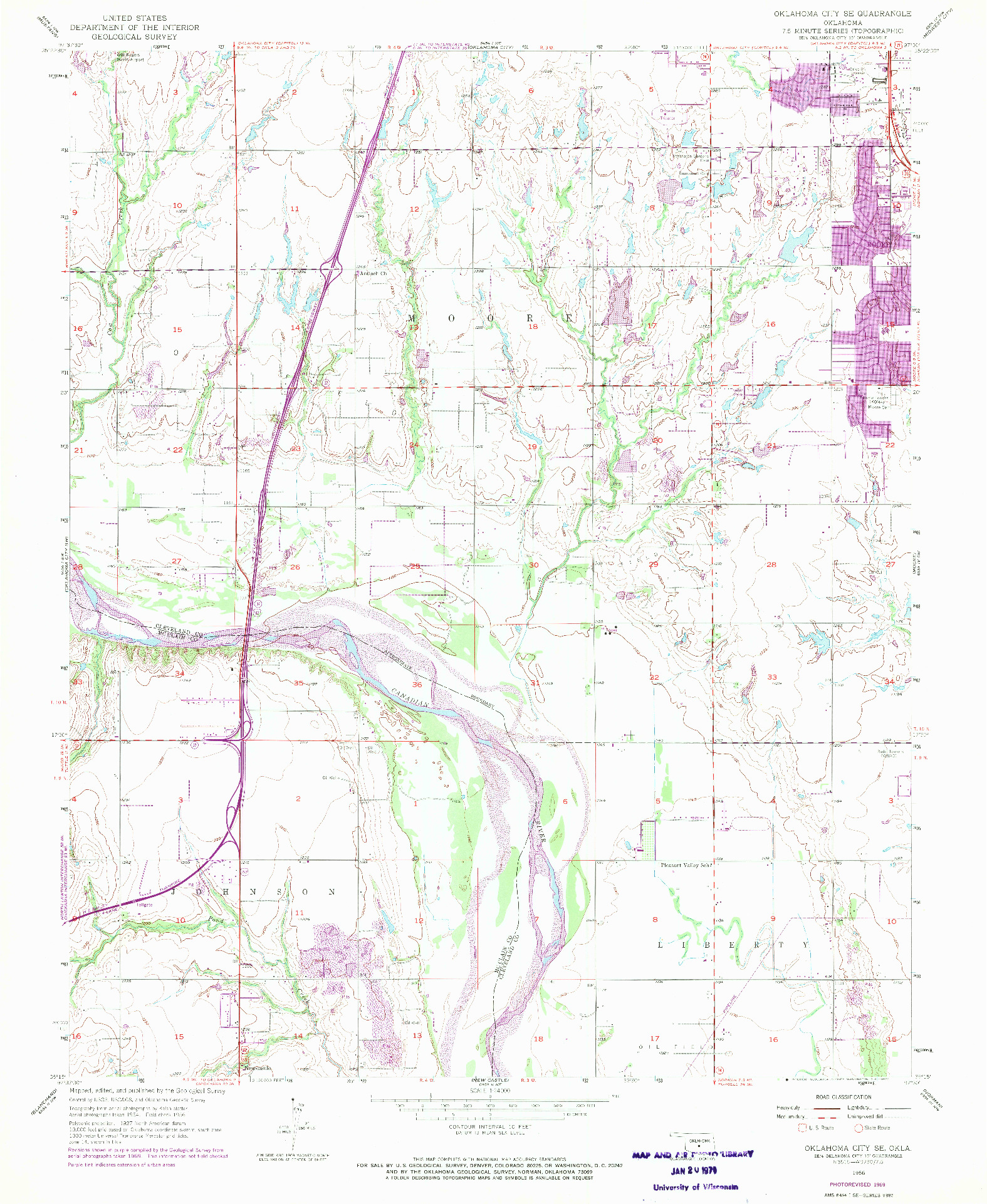 USGS 1:24000-SCALE QUADRANGLE FOR OKLAHOMA CITY SE, OK 1956