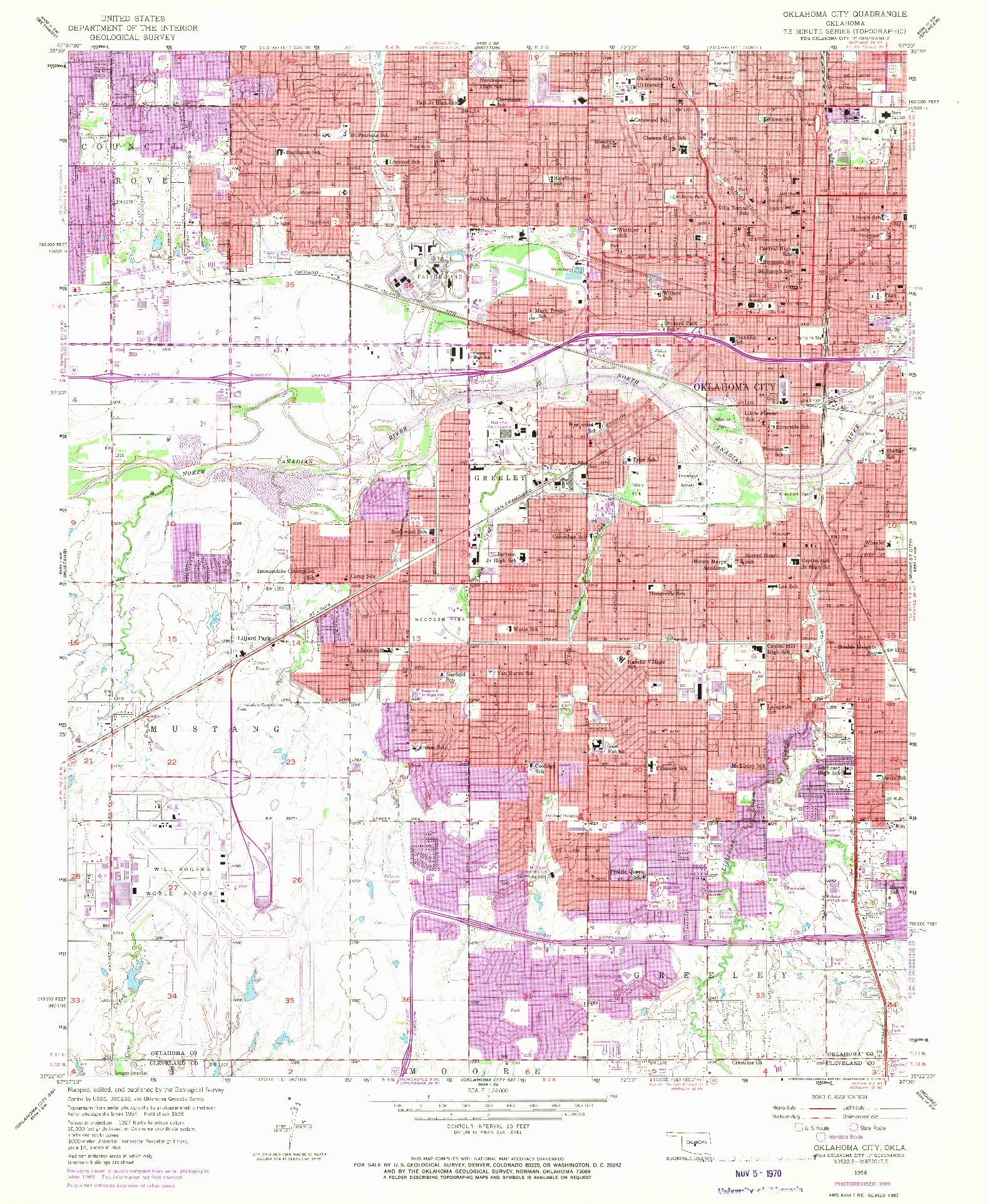 USGS 1:24000-SCALE QUADRANGLE FOR OKLAHOMA CITY, OK 1956