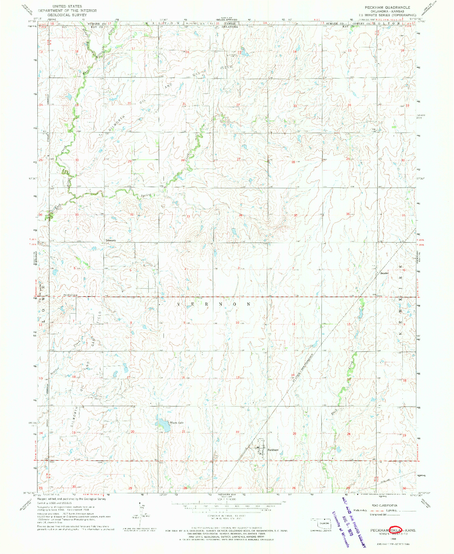 USGS 1:24000-SCALE QUADRANGLE FOR PECKHAM, OK 1968