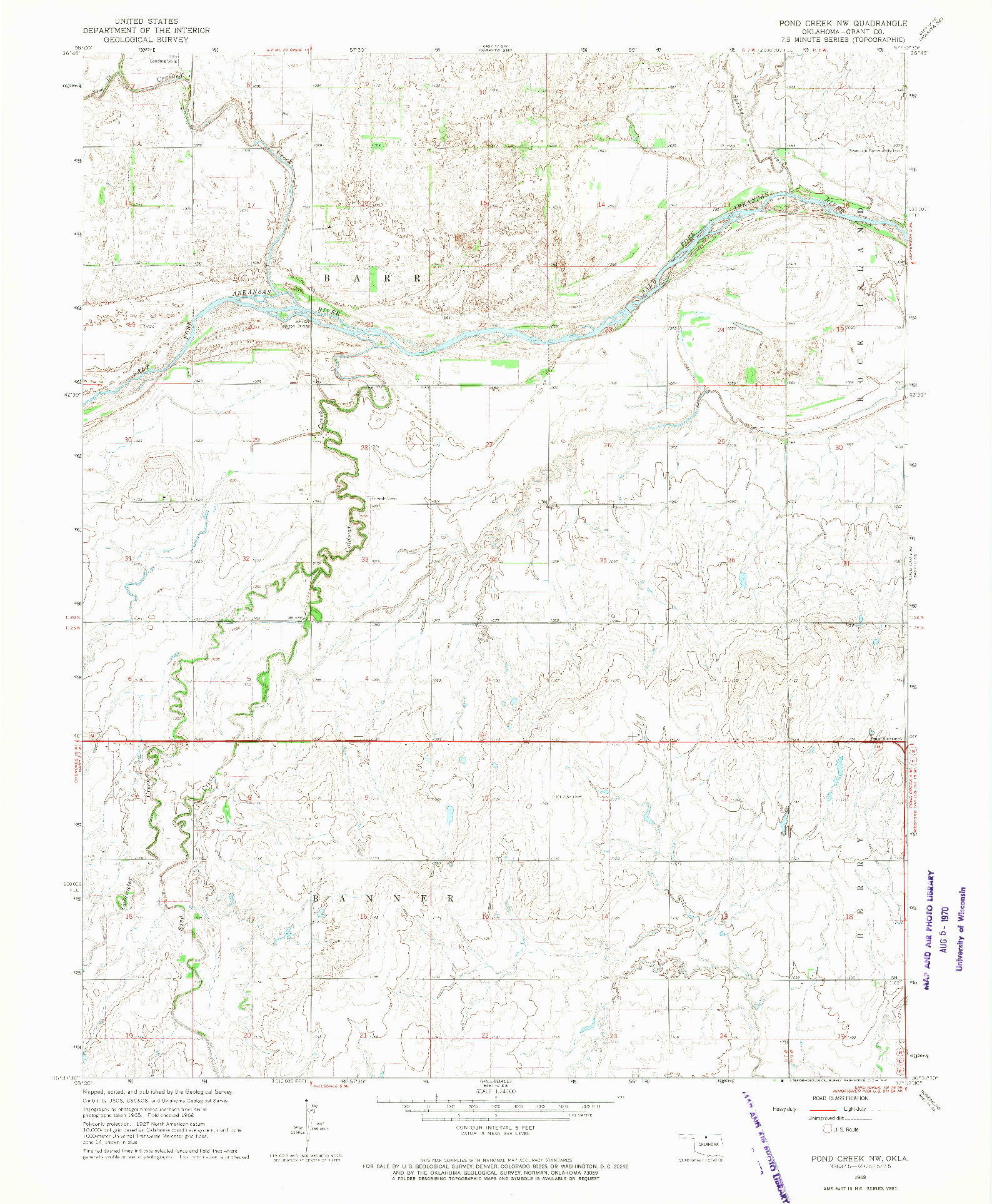 USGS 1:24000-SCALE QUADRANGLE FOR POND CREEK NW, OK 1968