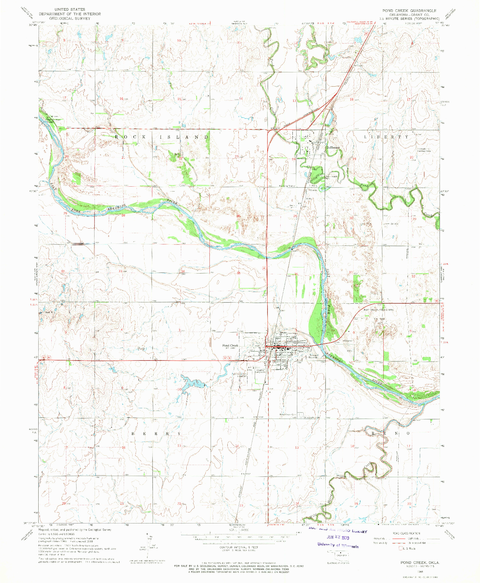 USGS 1:24000-SCALE QUADRANGLE FOR POND CREEK, OK 1968