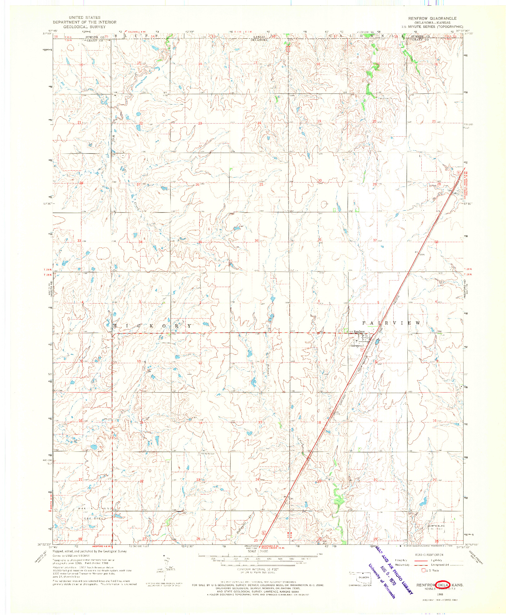 USGS 1:24000-SCALE QUADRANGLE FOR RENFROW, OK 1968