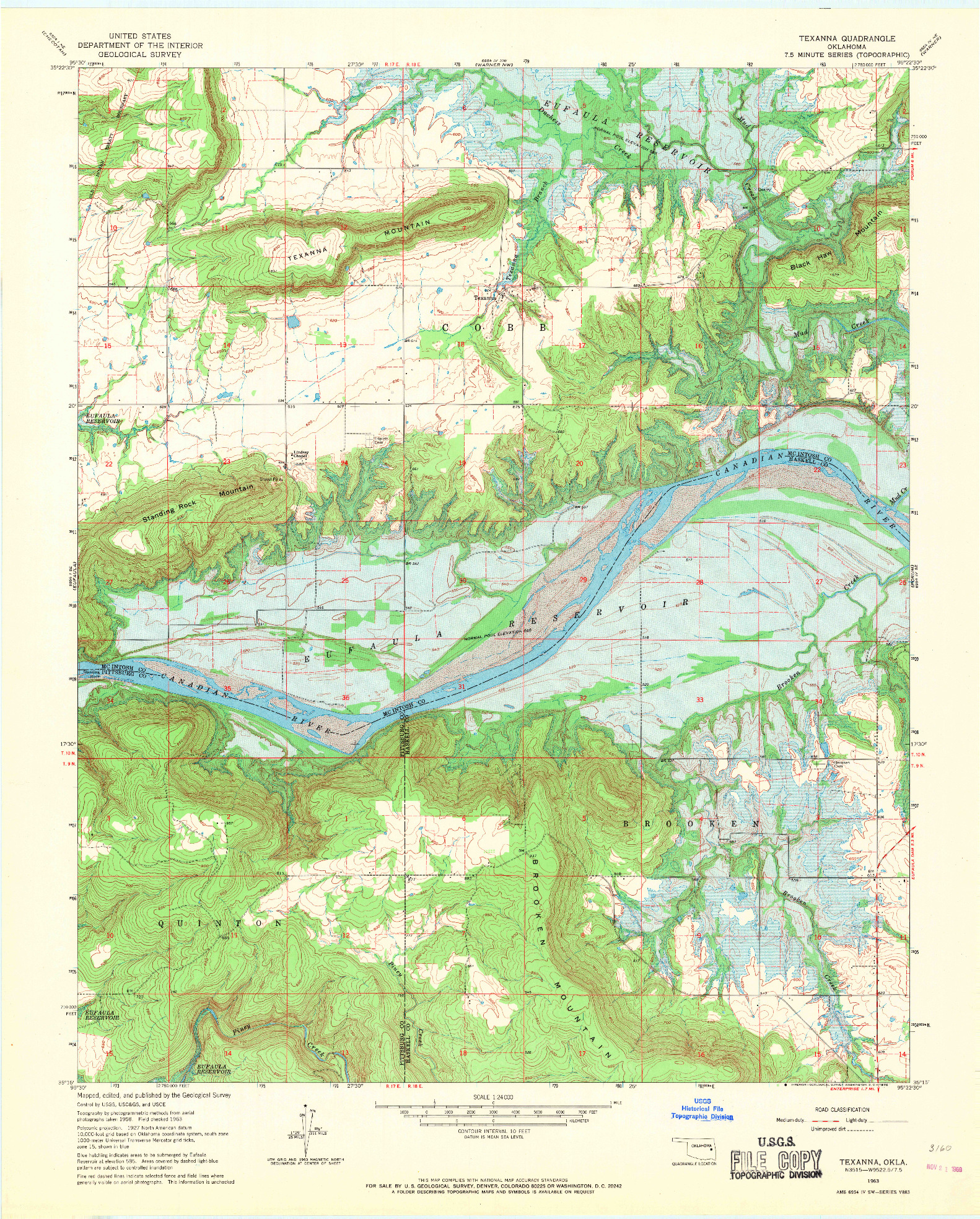 USGS 1:24000-SCALE QUADRANGLE FOR TEXANNA, OK 1963