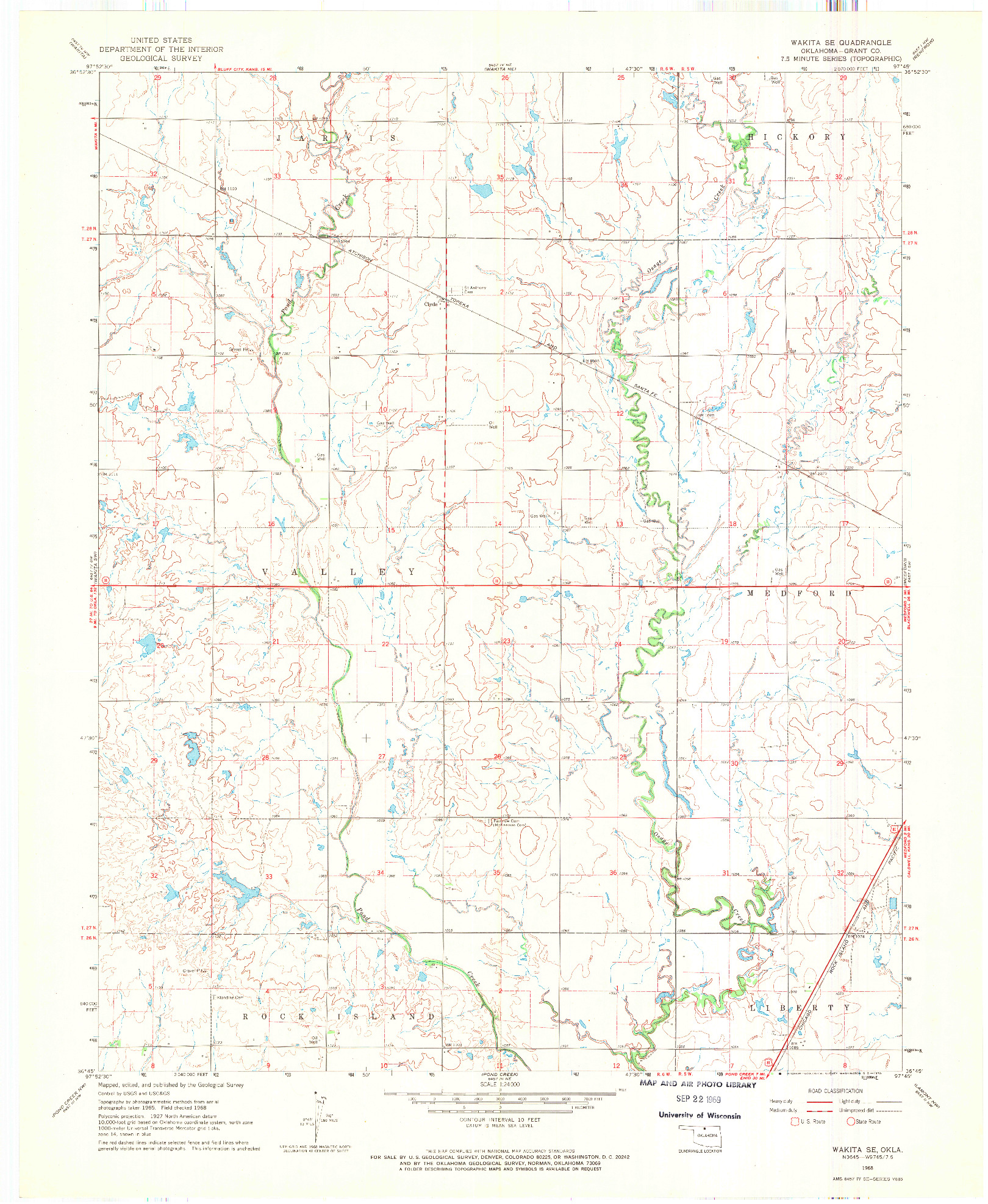 USGS 1:24000-SCALE QUADRANGLE FOR WAKITA SE, OK 1968