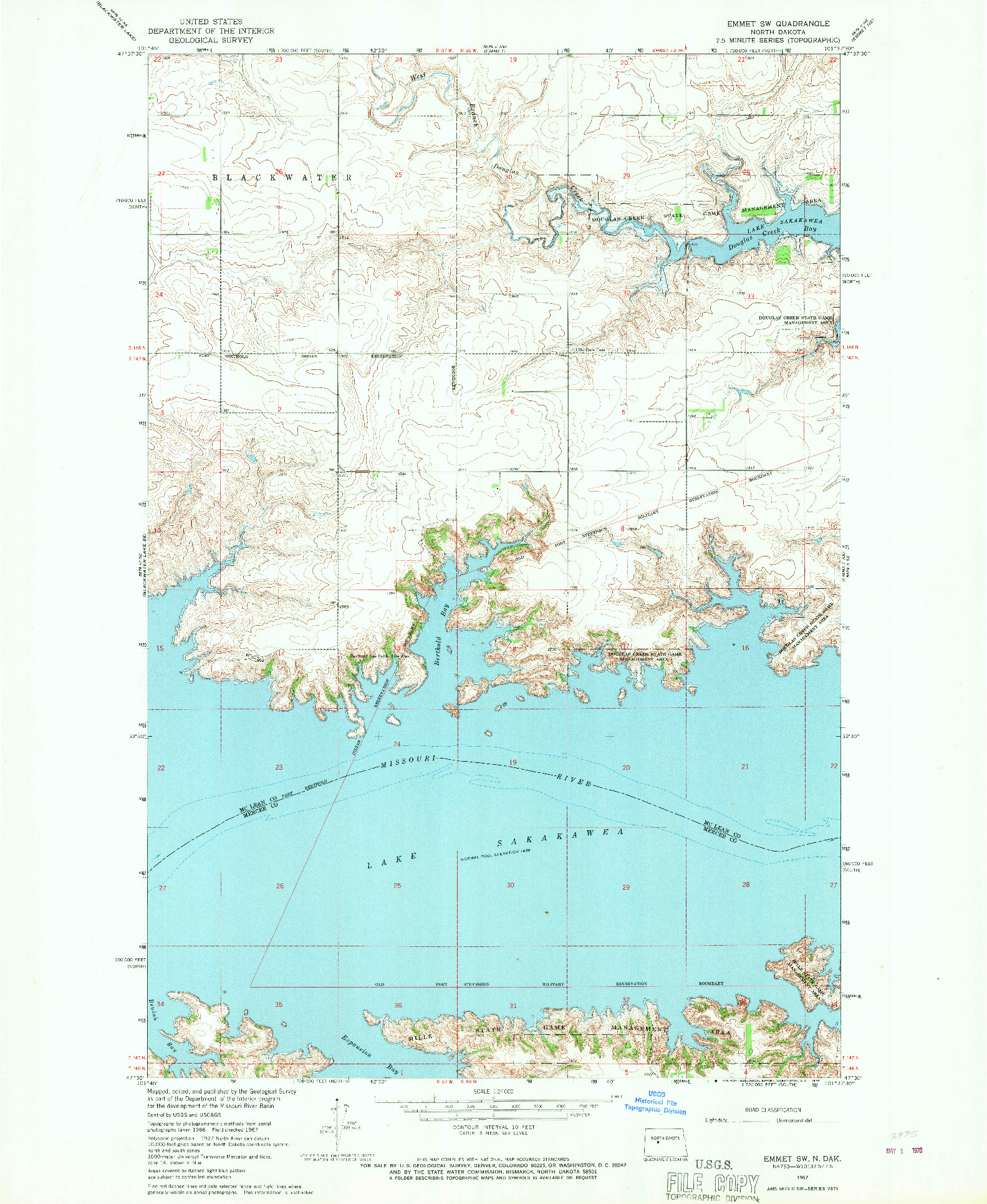 USGS 1:24000-SCALE QUADRANGLE FOR EMMET SW, ND 1967