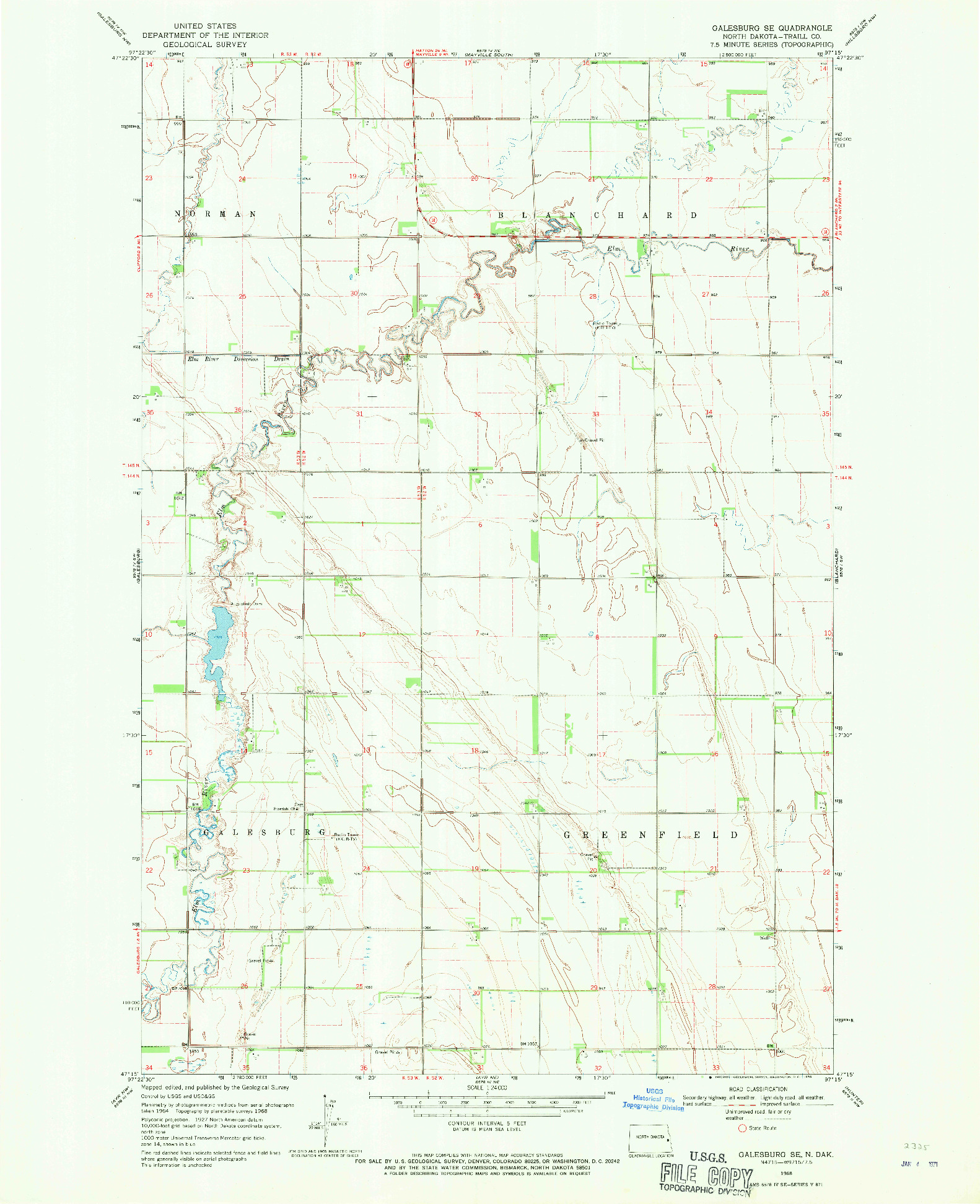USGS 1:24000-SCALE QUADRANGLE FOR GALESBURG SE, ND 1968
