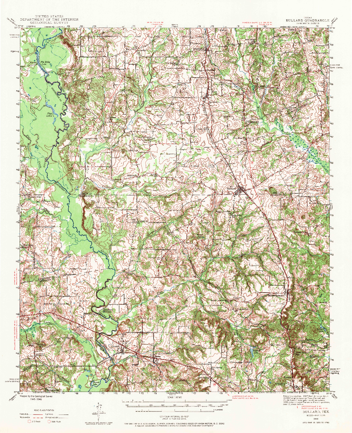 USGS 1:62500-SCALE QUADRANGLE FOR BULLARD, TX 1946