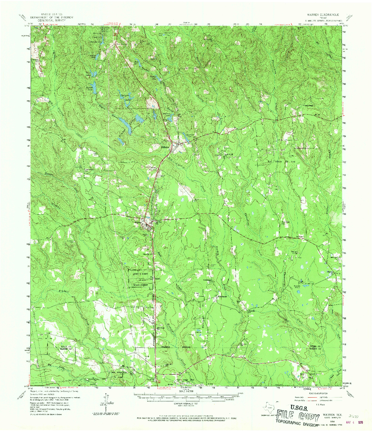 USGS 1:62500-SCALE QUADRANGLE FOR WARREN, TX 1958