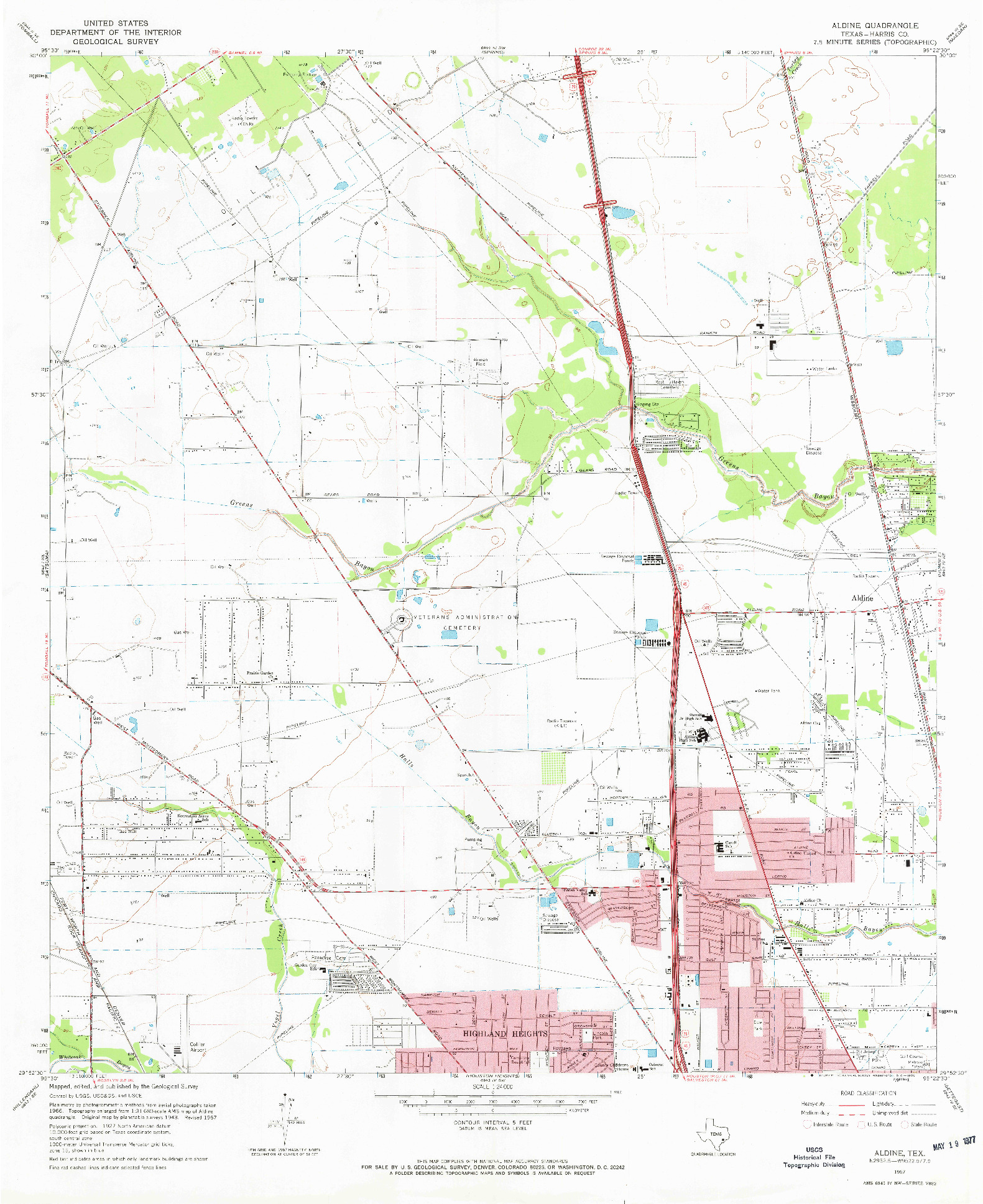 USGS 1:24000-SCALE QUADRANGLE FOR ALDINE, TX 1967