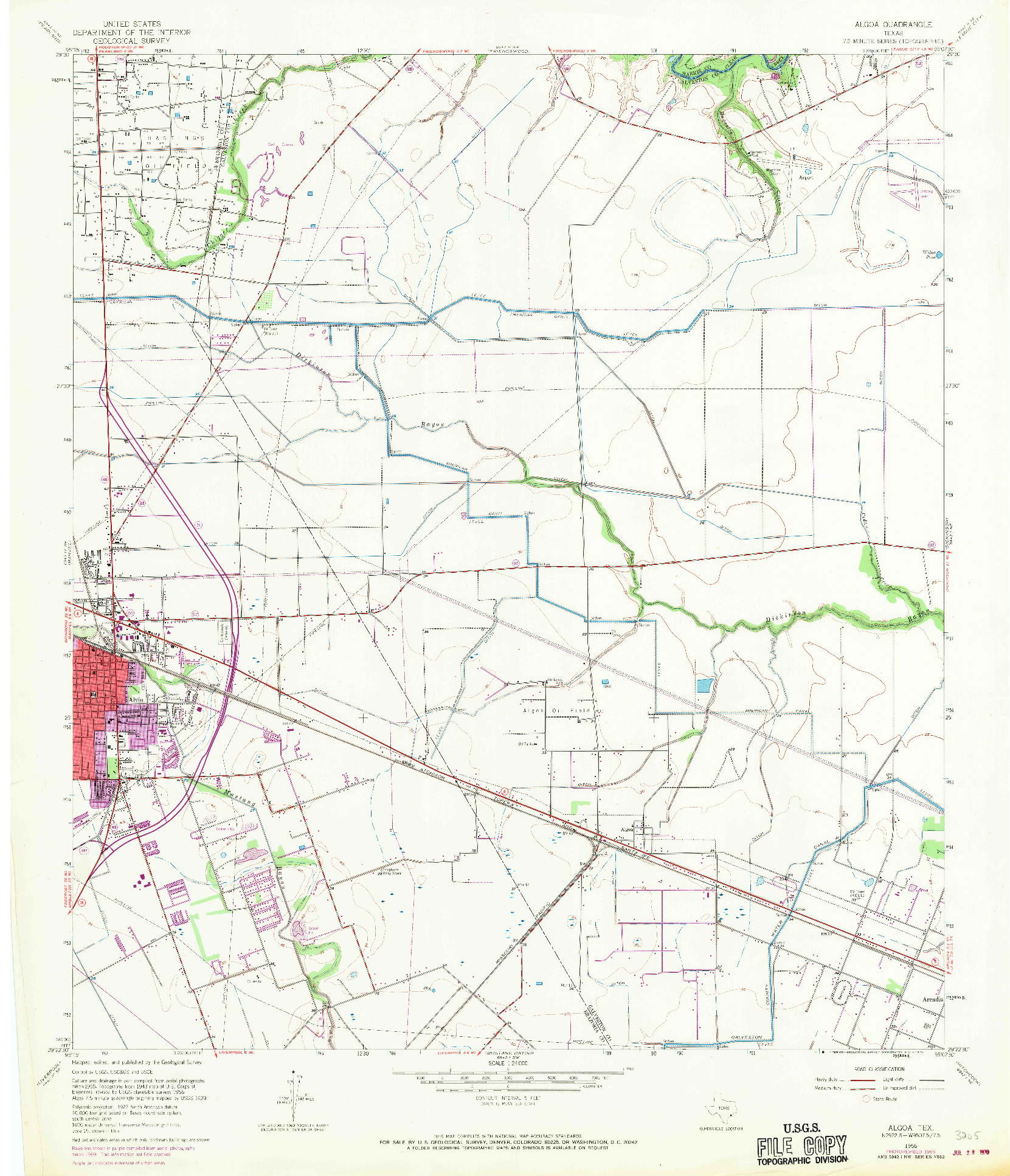 USGS 1:24000-SCALE QUADRANGLE FOR ALGOA, TX 1956