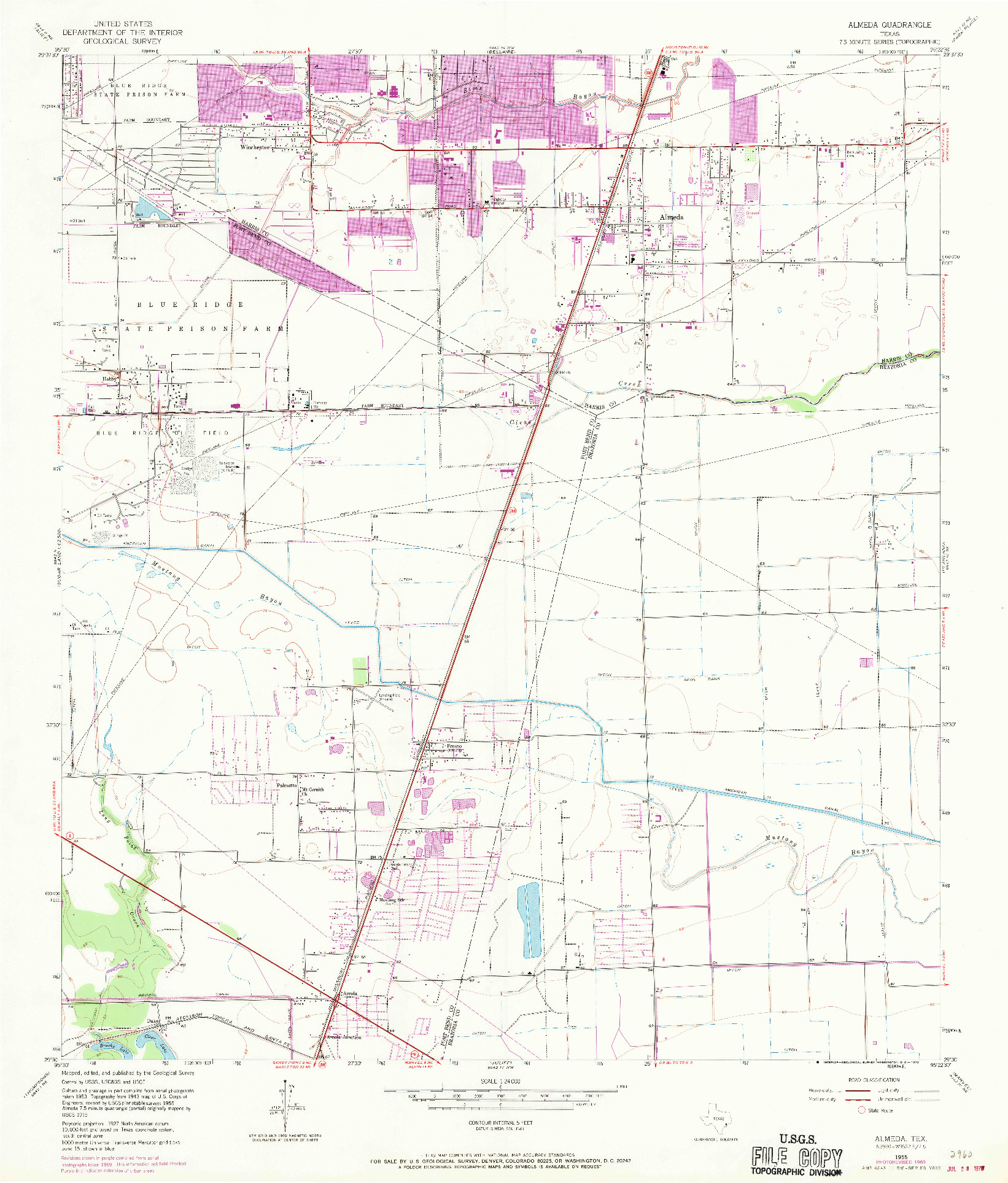 USGS 1:24000-SCALE QUADRANGLE FOR ALMEDA, TX 1955