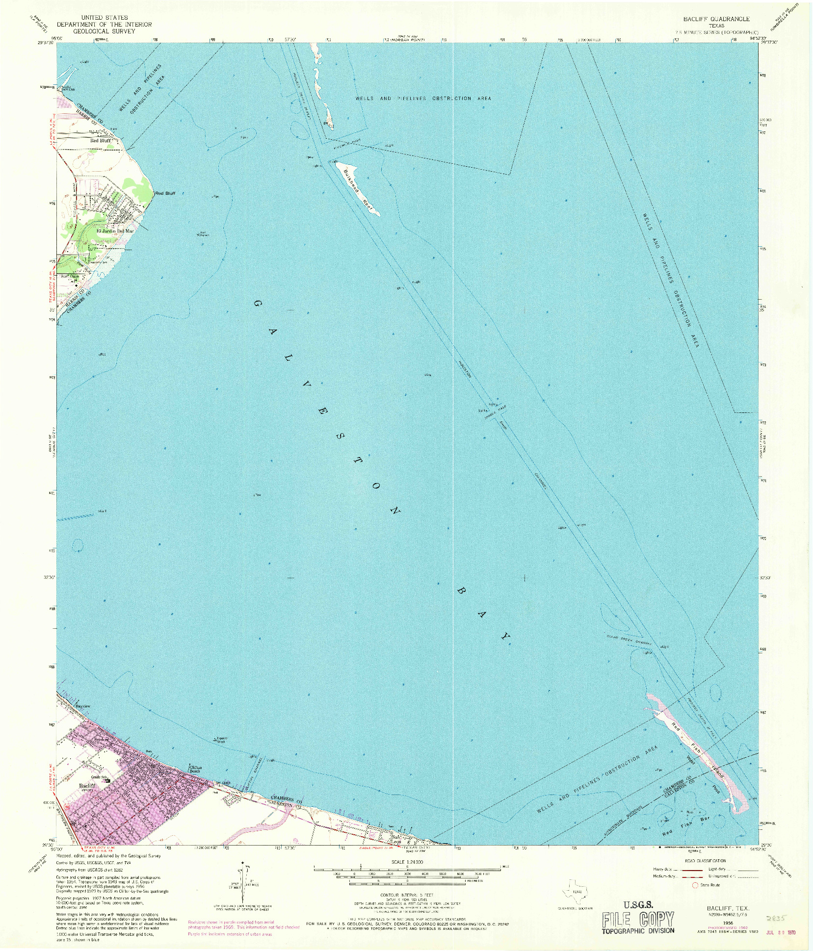 USGS 1:24000-SCALE QUADRANGLE FOR BACLIFF, TX 1956
