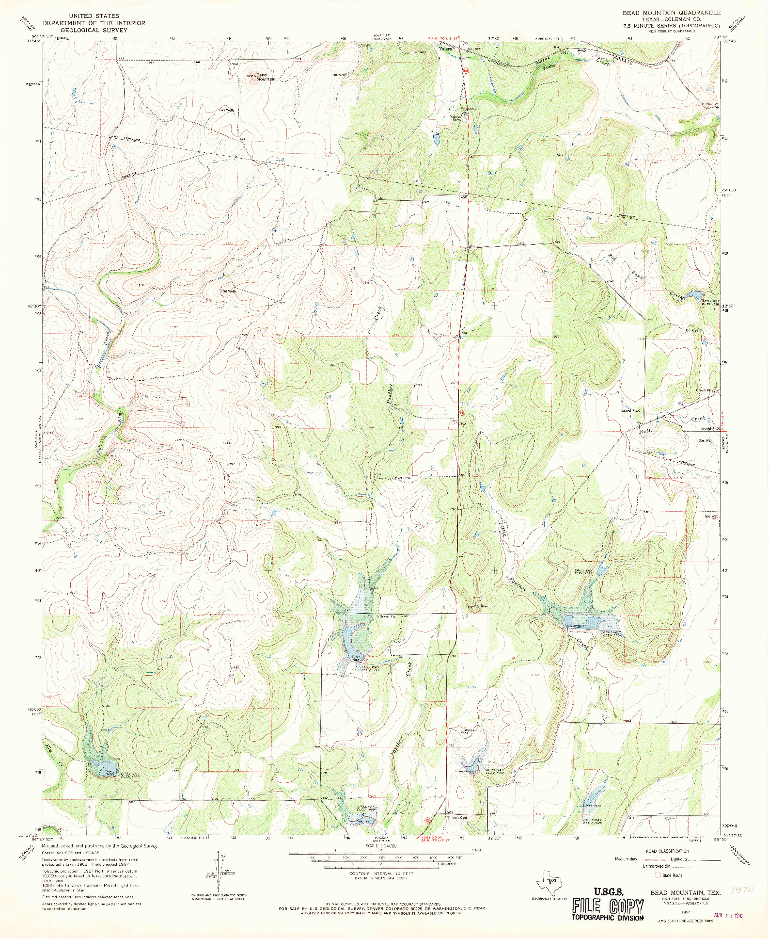 USGS 1:24000-SCALE QUADRANGLE FOR BEAD MOUNTIAN, TX 1967