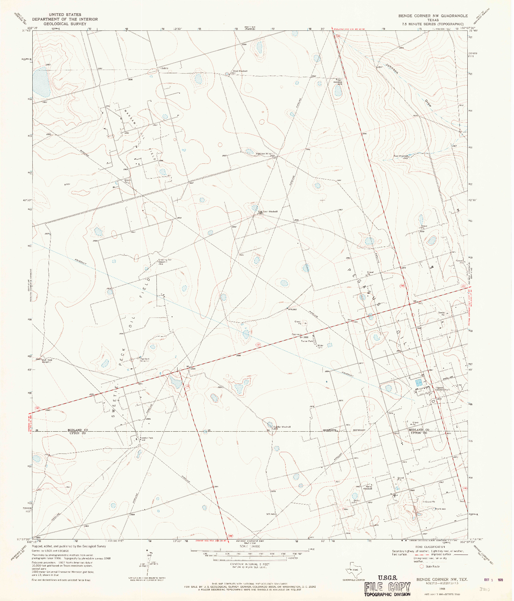 USGS 1:24000-SCALE QUADRANGLE FOR BENGE CORNER NW, TX 1968