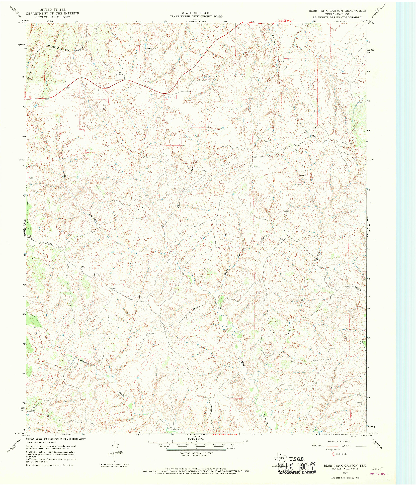 USGS 1:24000-SCALE QUADRANGLE FOR BLUE TANK CANYON, TX 1967