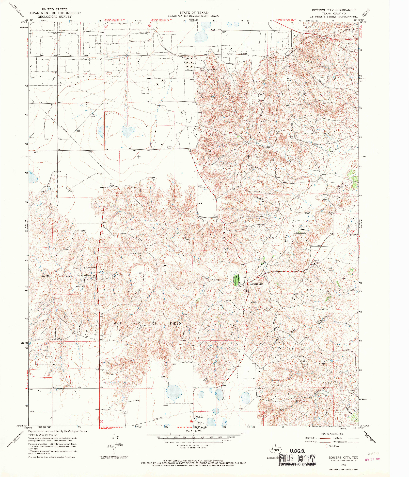 USGS 1:24000-SCALE QUADRANGLE FOR BOWERS CITY, TX 1966