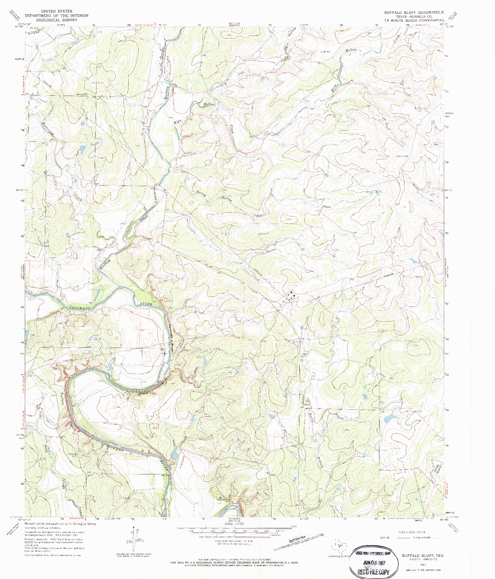 USGS 1:24000-SCALE QUADRANGLE FOR BUFFALO BLUFF, TX 1967