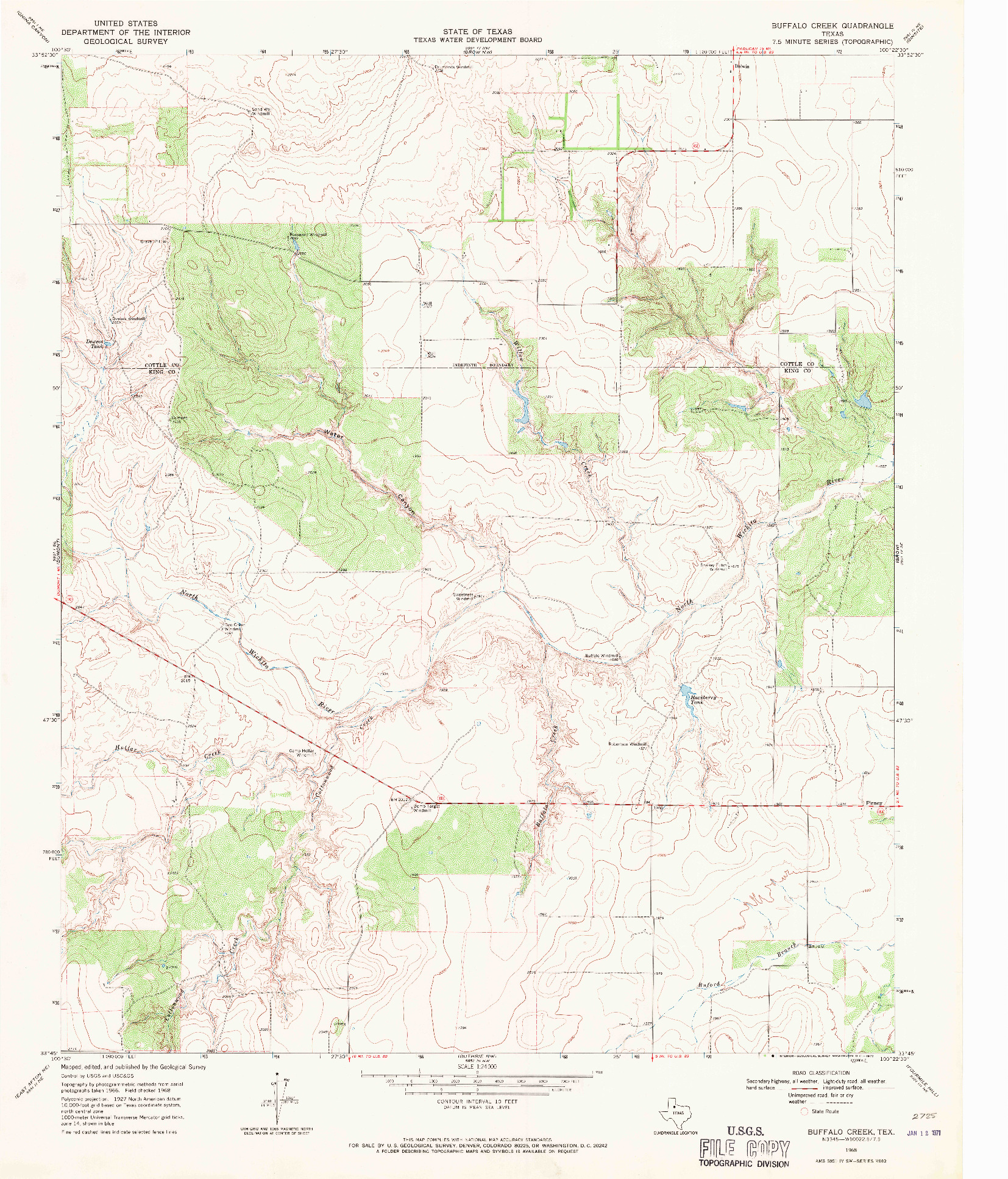 USGS 1:24000-SCALE QUADRANGLE FOR BUFFALO CREEK, TX 1968