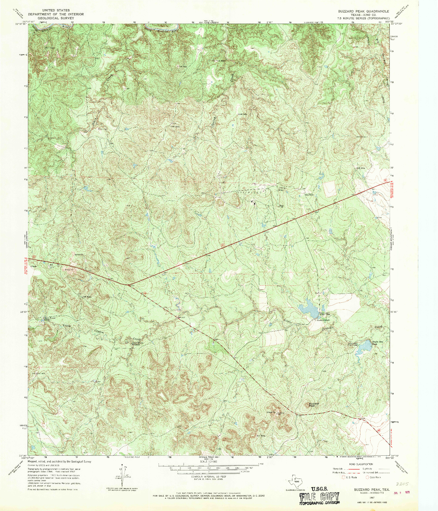 USGS 1:24000-SCALE QUADRANGLE FOR BUZZARD PEAK, TX 1967