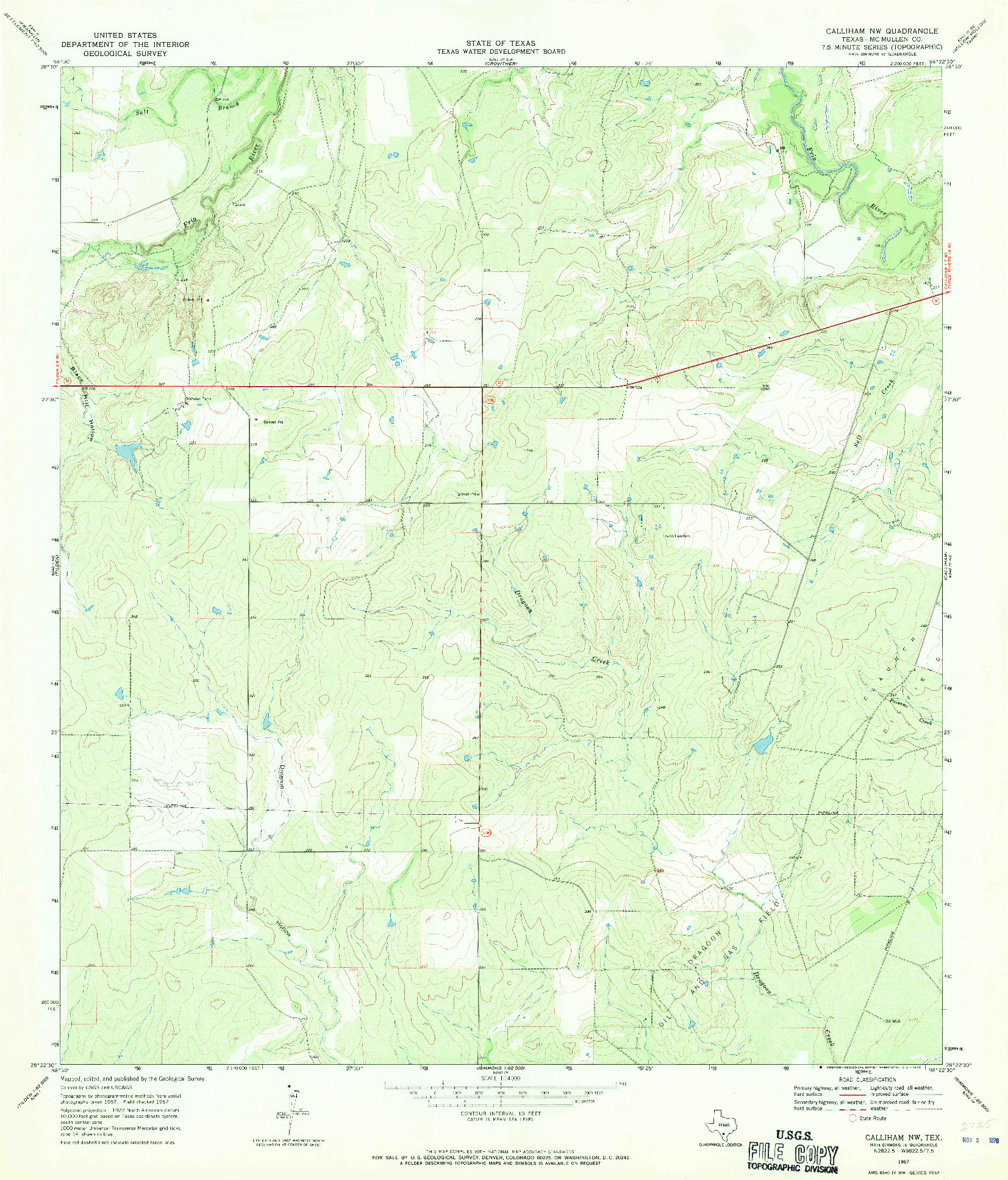 USGS 1:24000-SCALE QUADRANGLE FOR CALLIHAM NW, TX 1967