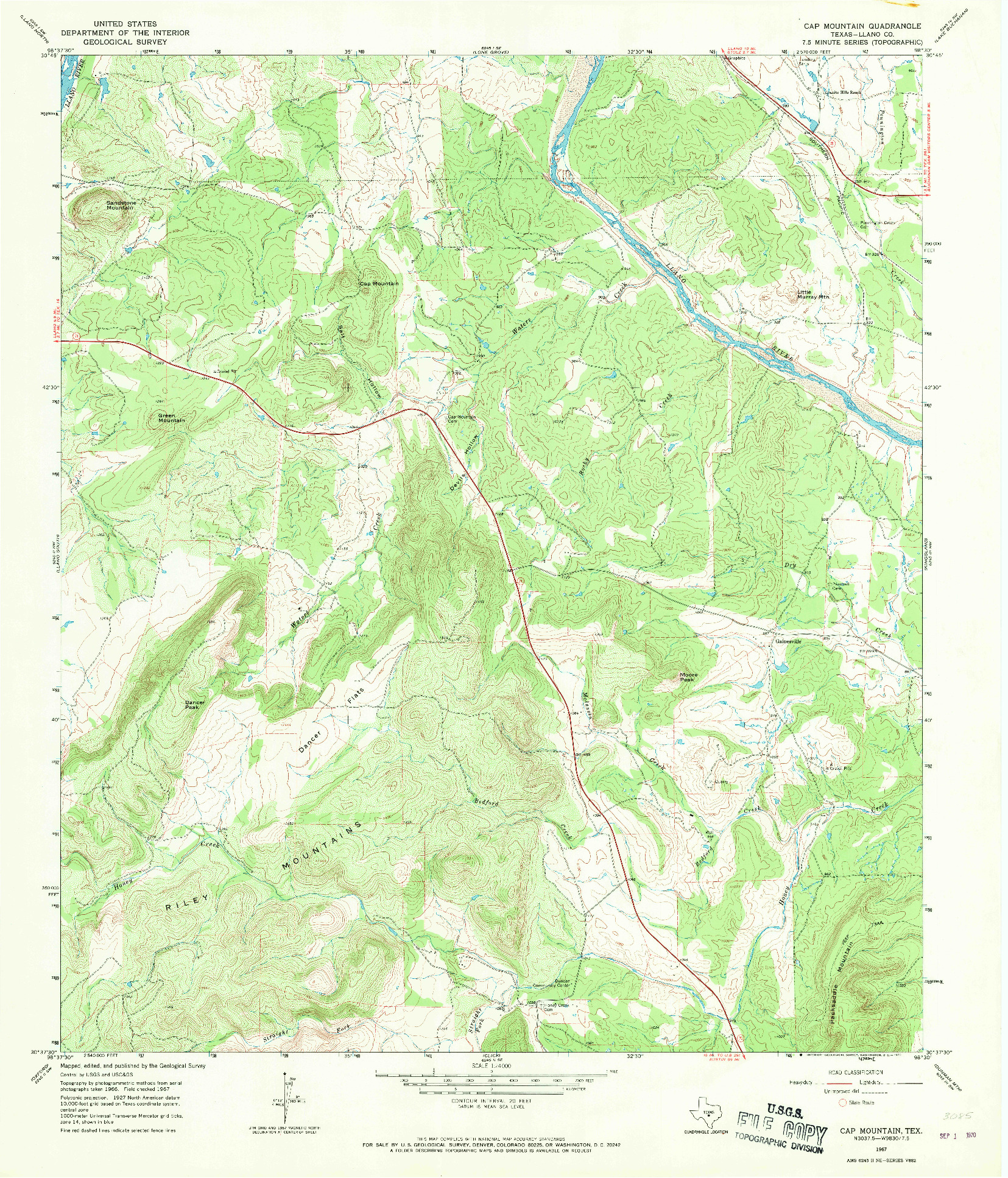 USGS 1:24000-SCALE QUADRANGLE FOR CAP MOUNTAIN, TX 1967