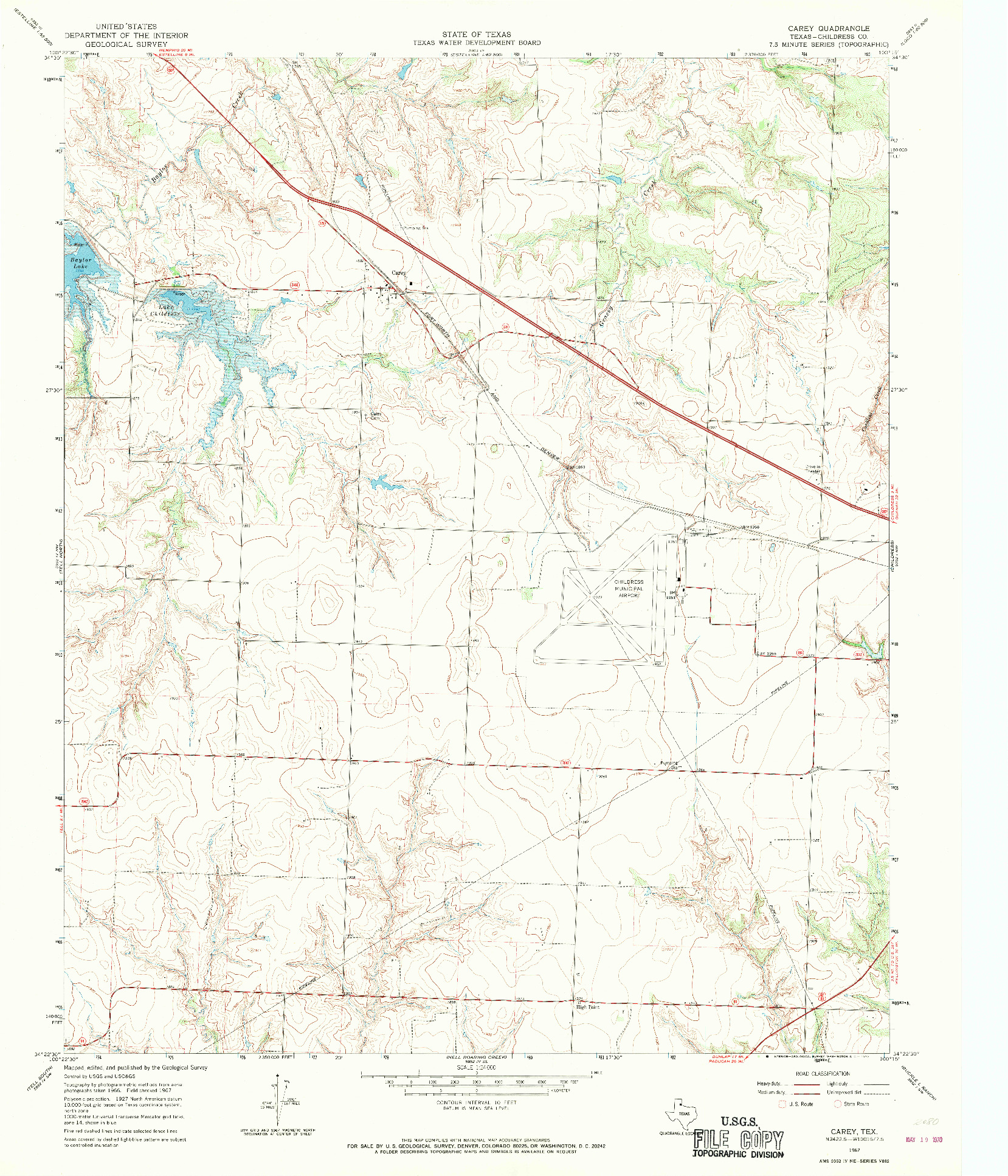 USGS 1:24000-SCALE QUADRANGLE FOR CAREY, TX 1967