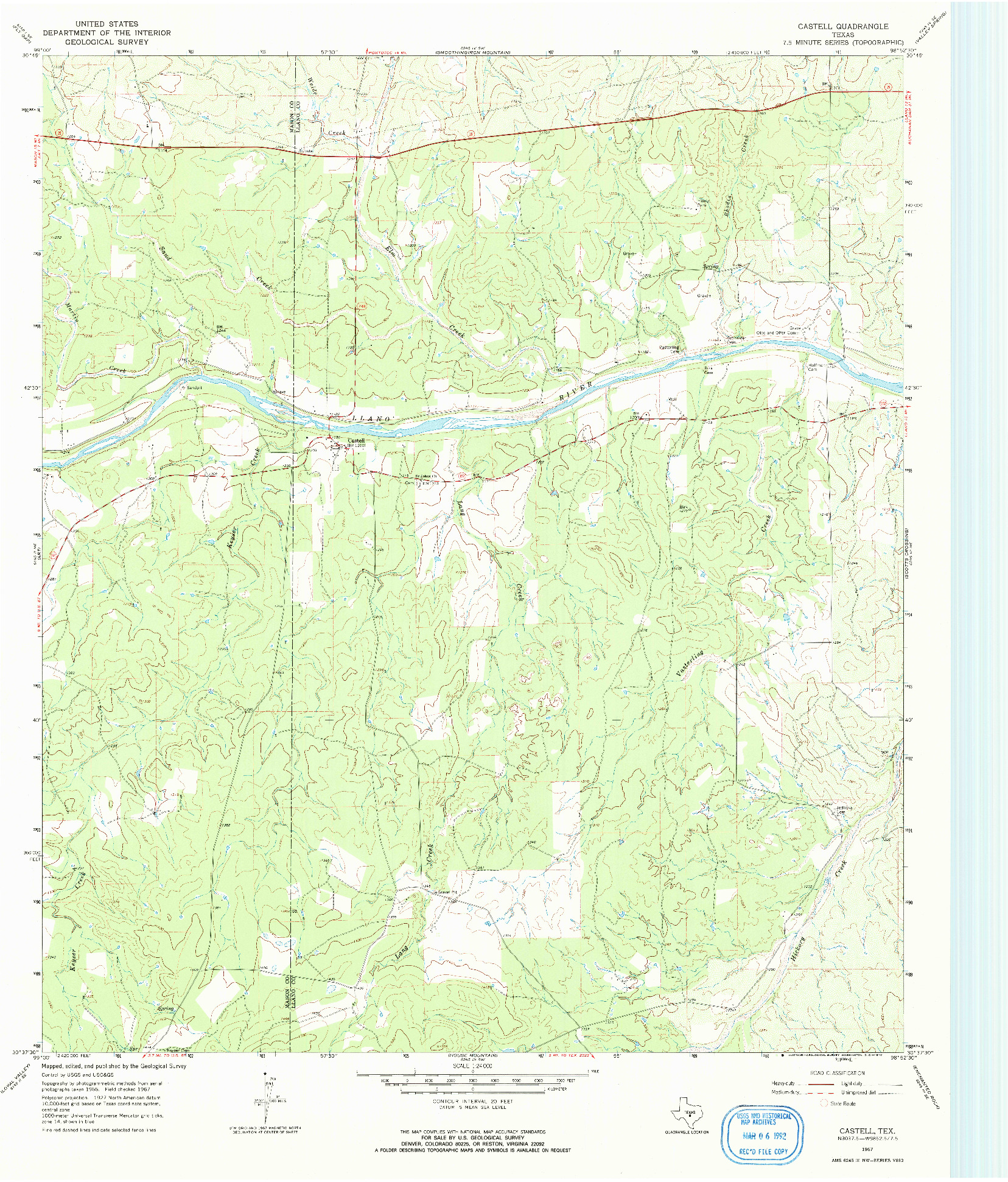 USGS 1:24000-SCALE QUADRANGLE FOR CASTELL, TX 1967