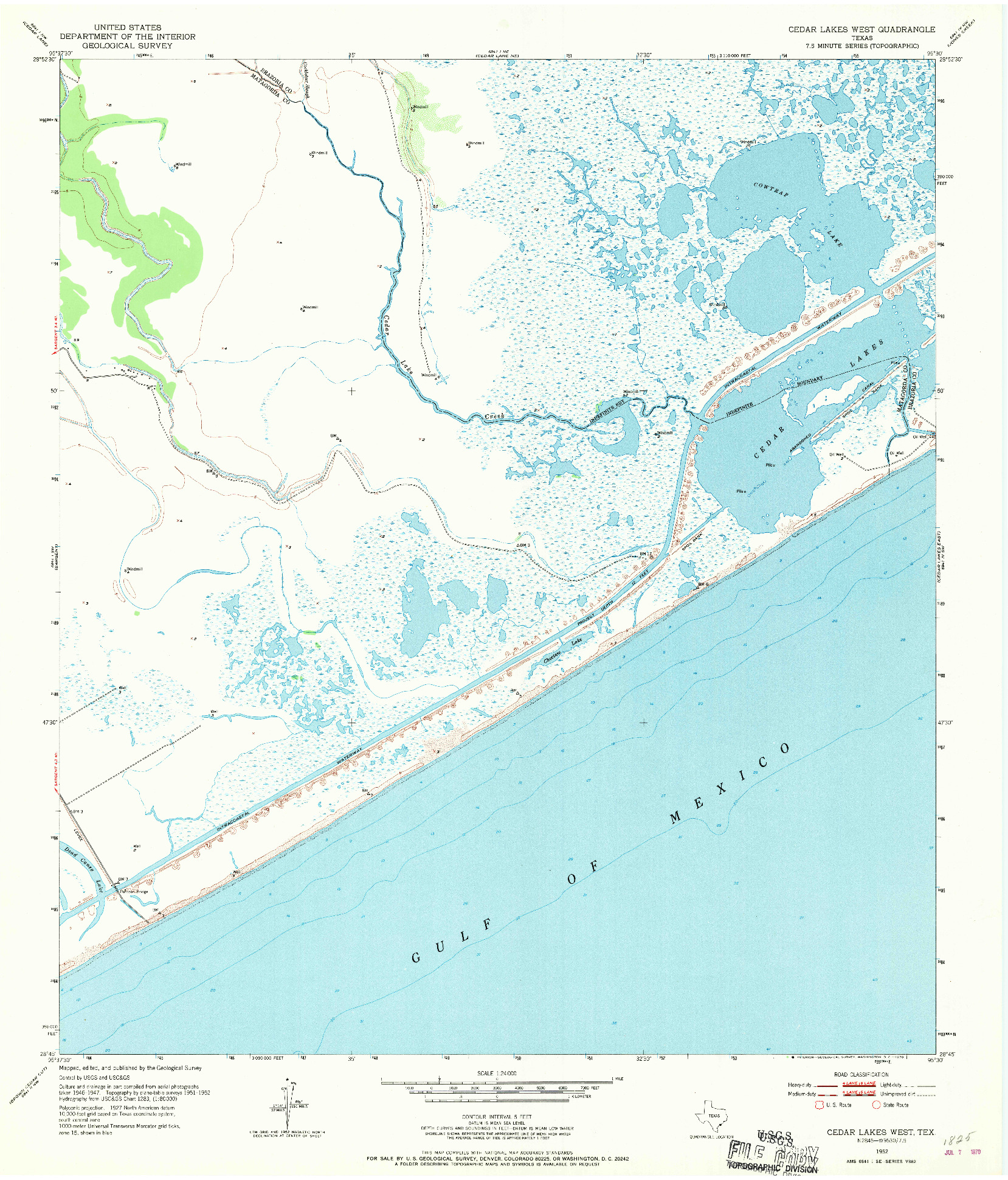 USGS 1:24000-SCALE QUADRANGLE FOR CEDAR LAKES WEST, TX 1952