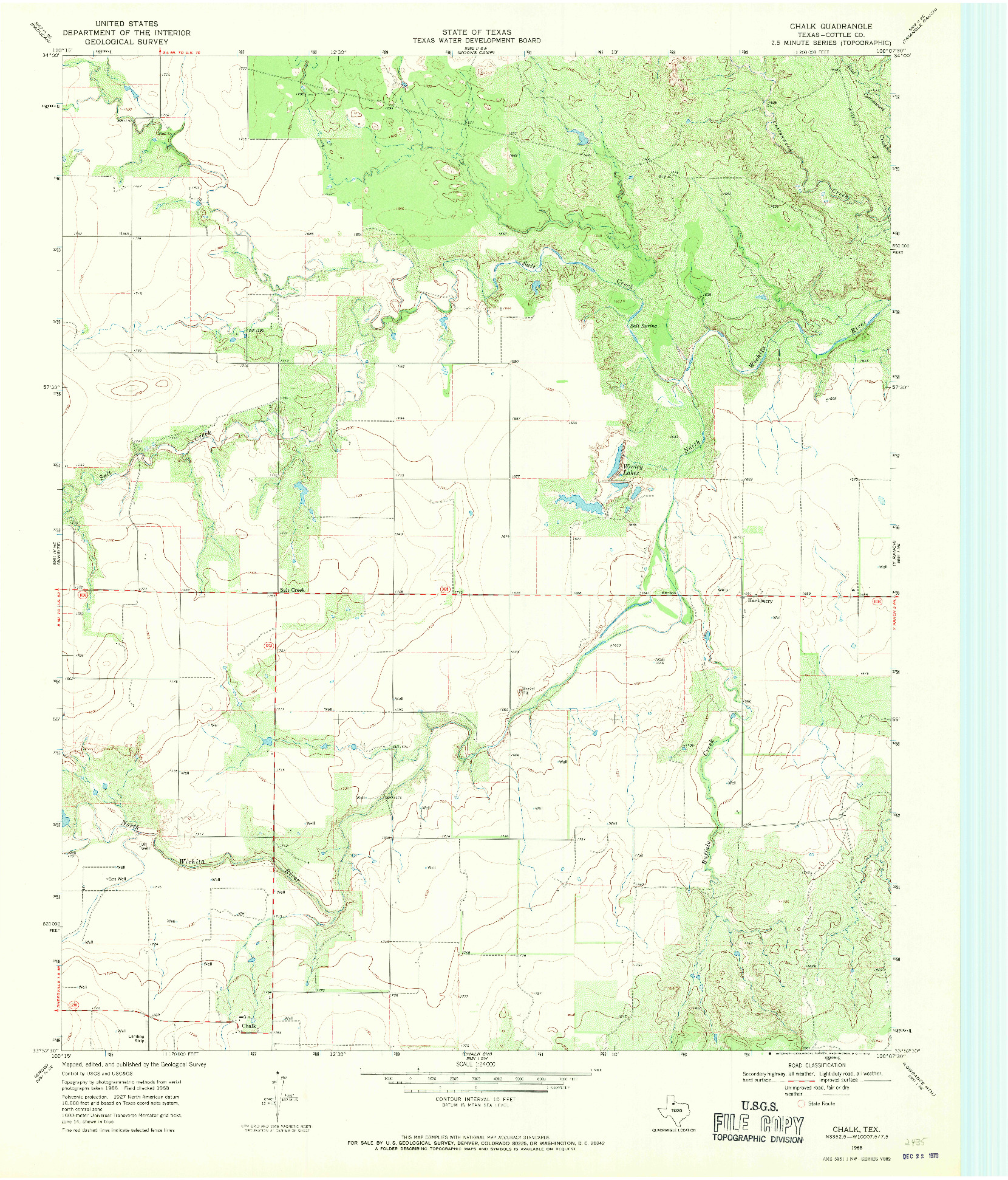USGS 1:24000-SCALE QUADRANGLE FOR CHALK, TX 1968
