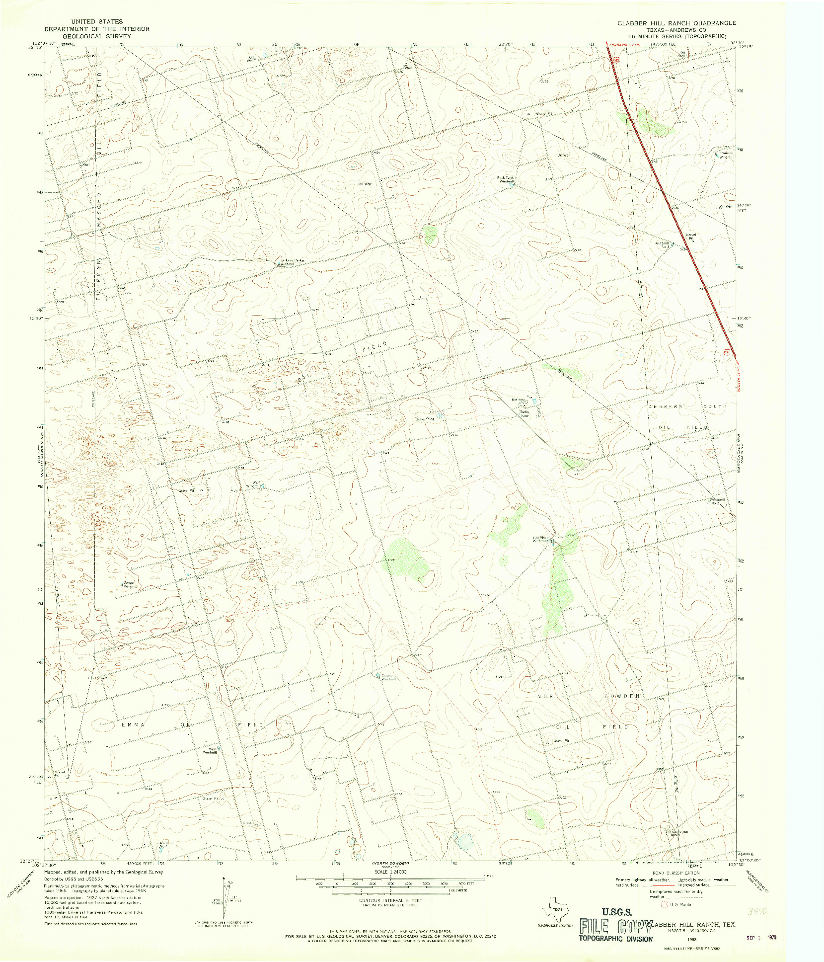 USGS 1:24000-SCALE QUADRANGLE FOR CLABBER HILL RANCH, TX 1968