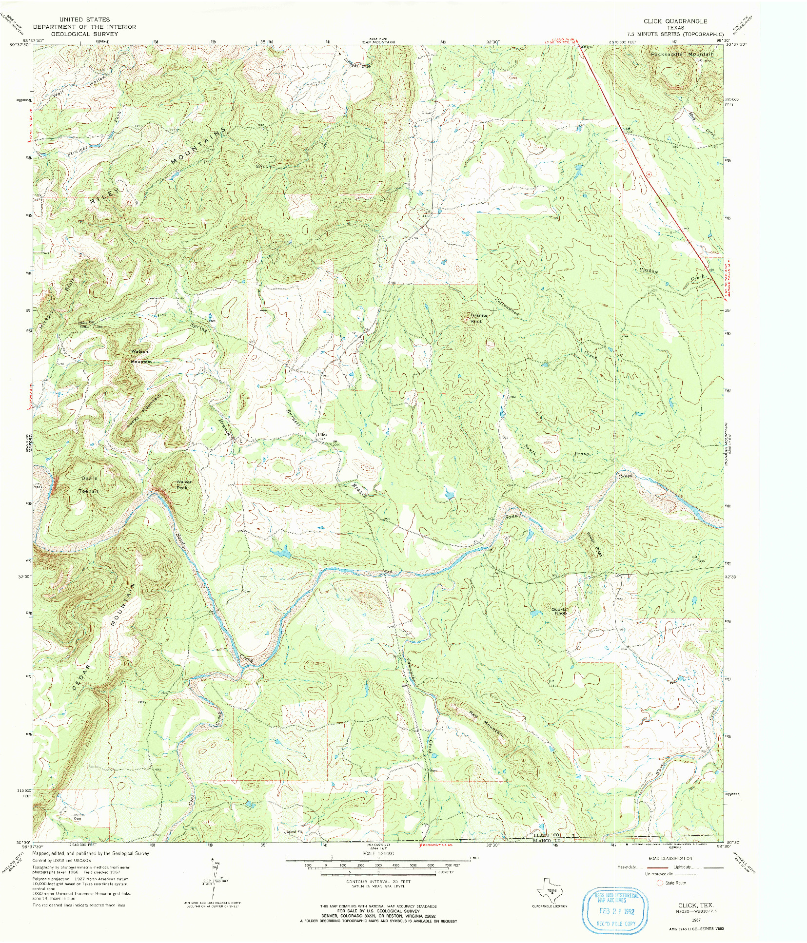 USGS 1:24000-SCALE QUADRANGLE FOR CLICK, TX 1967