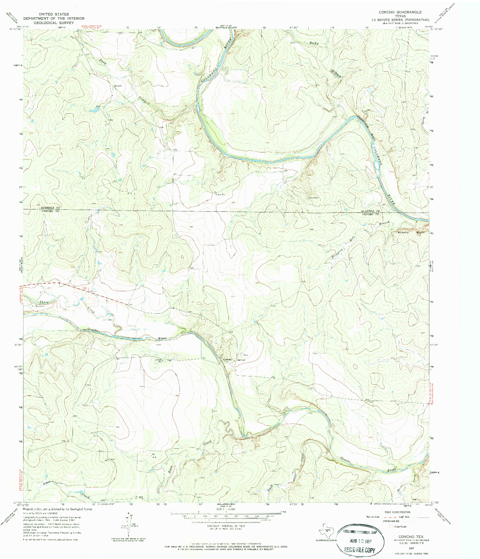 USGS 1:24000-SCALE QUADRANGLE FOR CONCHO, TX 1967