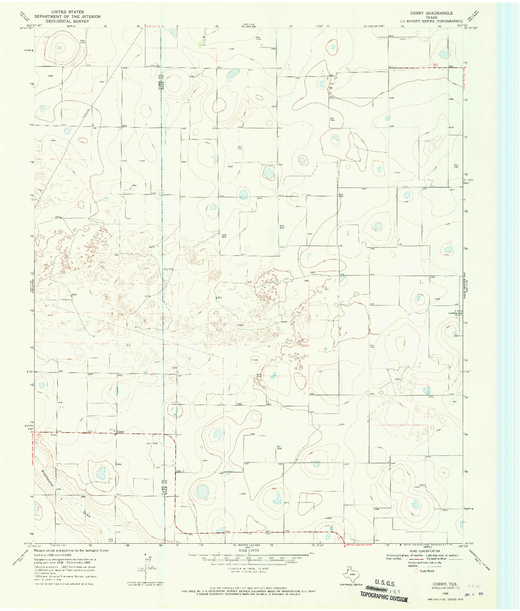 USGS 1:24000-SCALE QUADRANGLE FOR CORRY, TX 1968