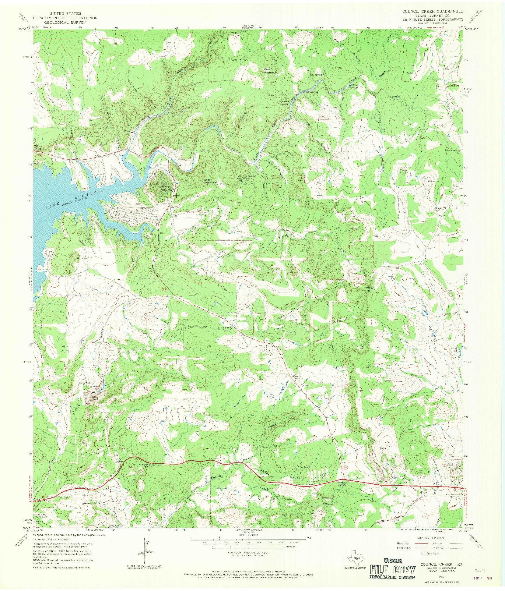 USGS 1:24000-SCALE QUADRANGLE FOR COUNCIL CREEK, TX 1967