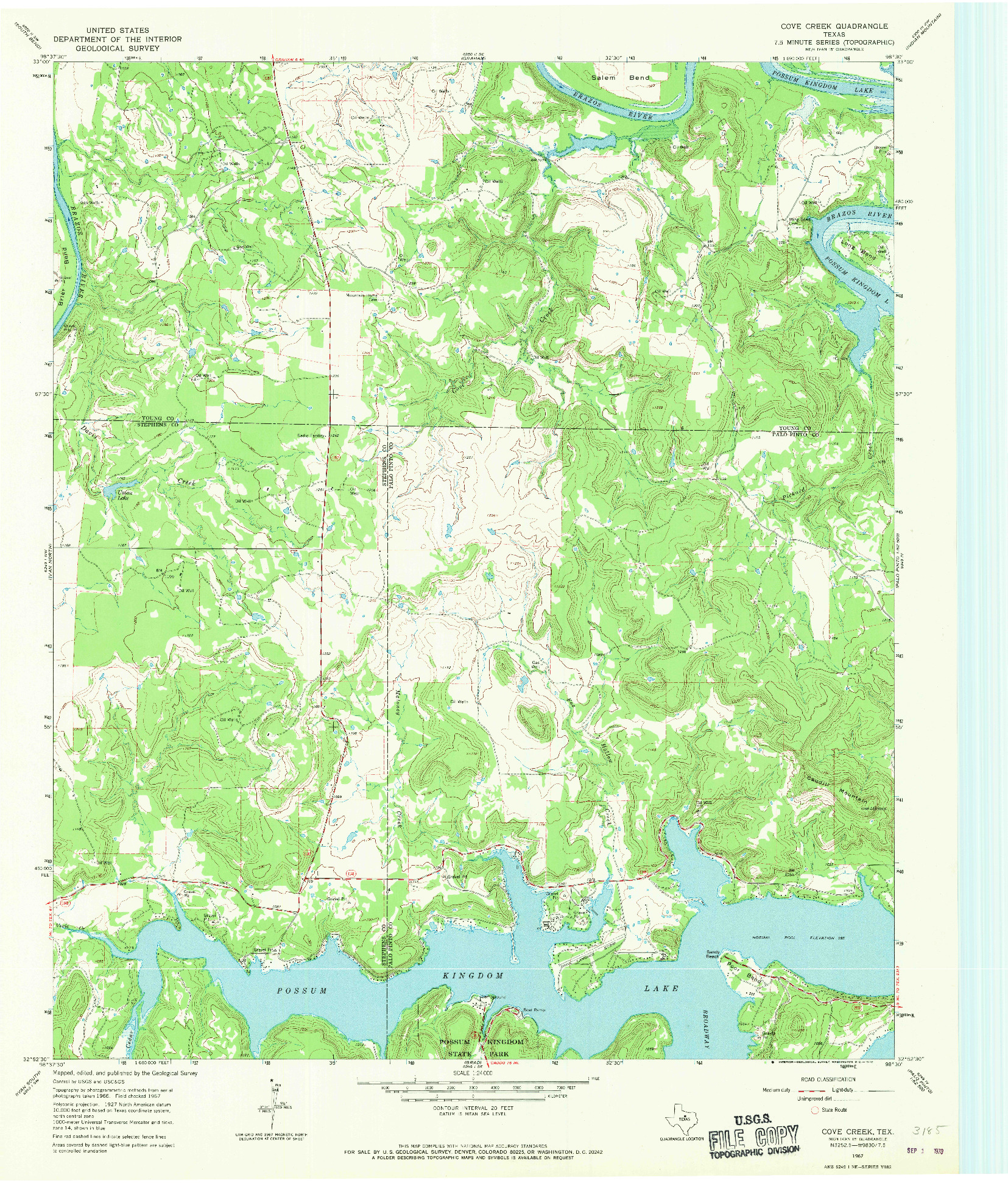 USGS 1:24000-SCALE QUADRANGLE FOR COVE CREEK, TX 1967