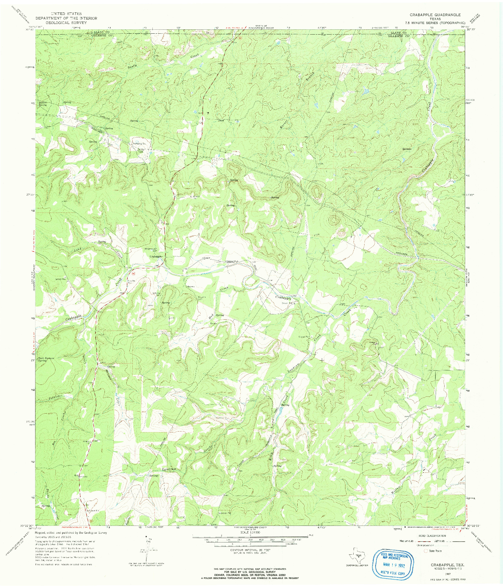 USGS 1:24000-SCALE QUADRANGLE FOR CRABAPPLE, TX 1967