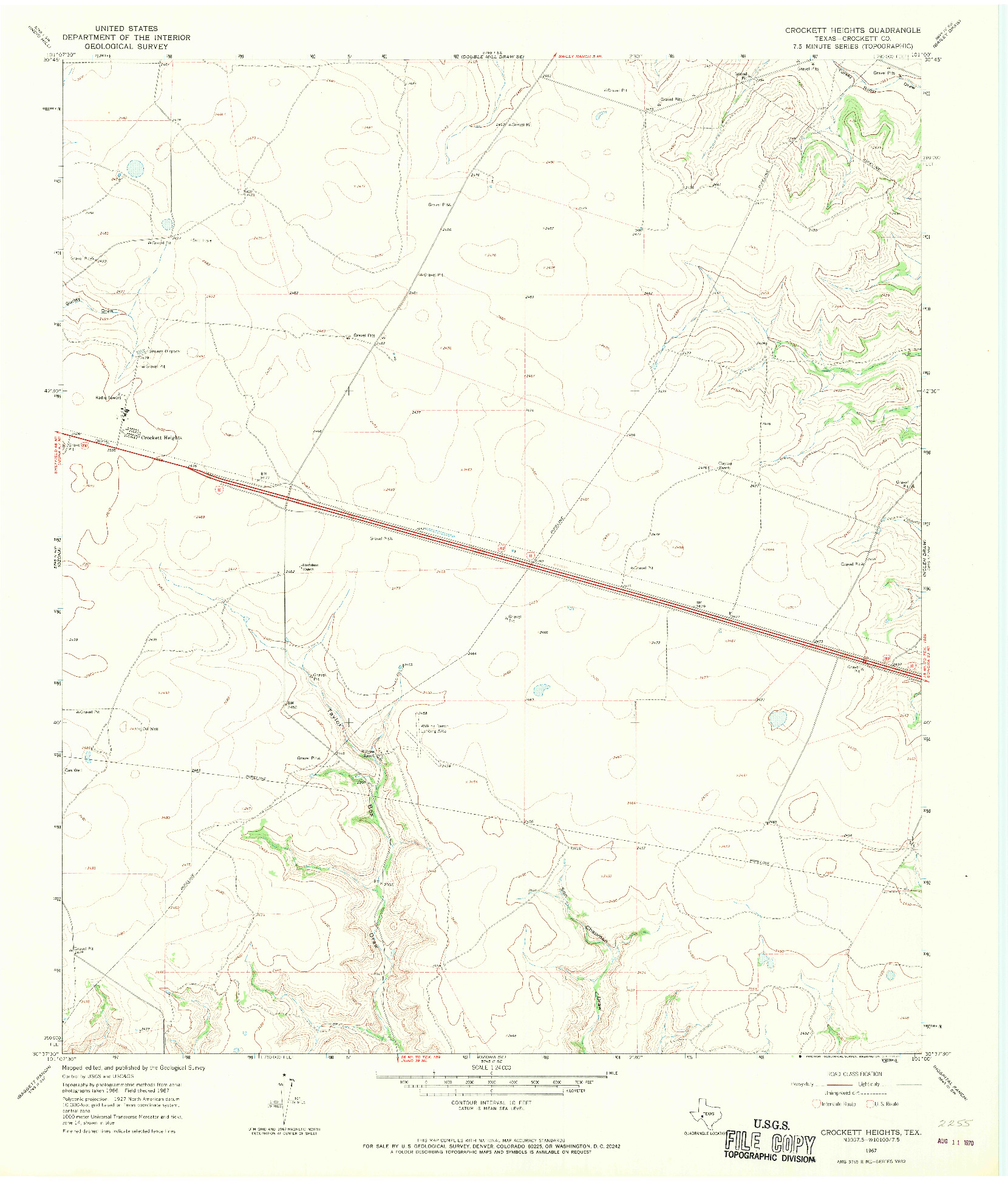 USGS 1:24000-SCALE QUADRANGLE FOR CROCKETT HEIGHTS, TX 1967