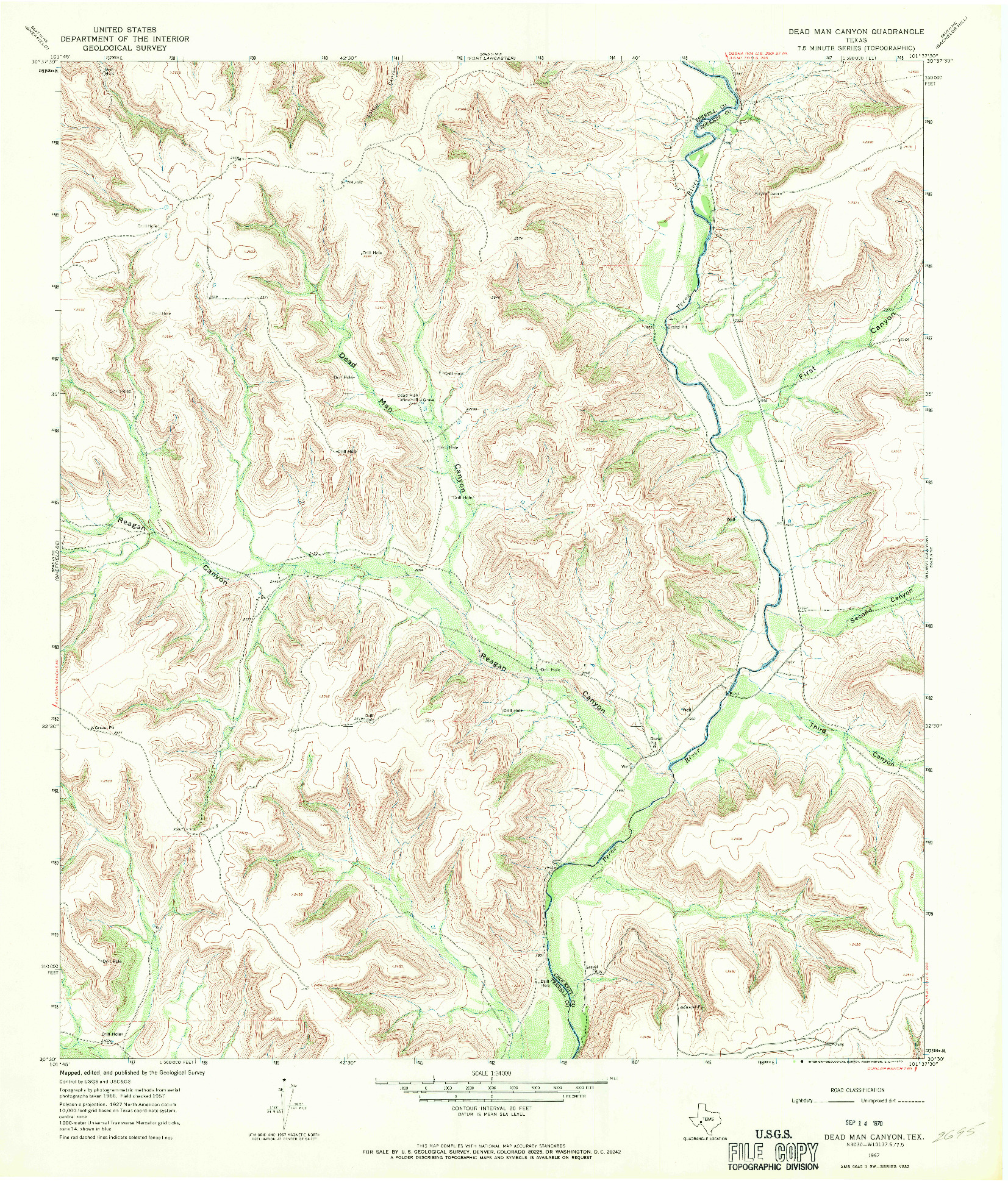 USGS 1:24000-SCALE QUADRANGLE FOR DEAD MAN CANYON, TX 1967