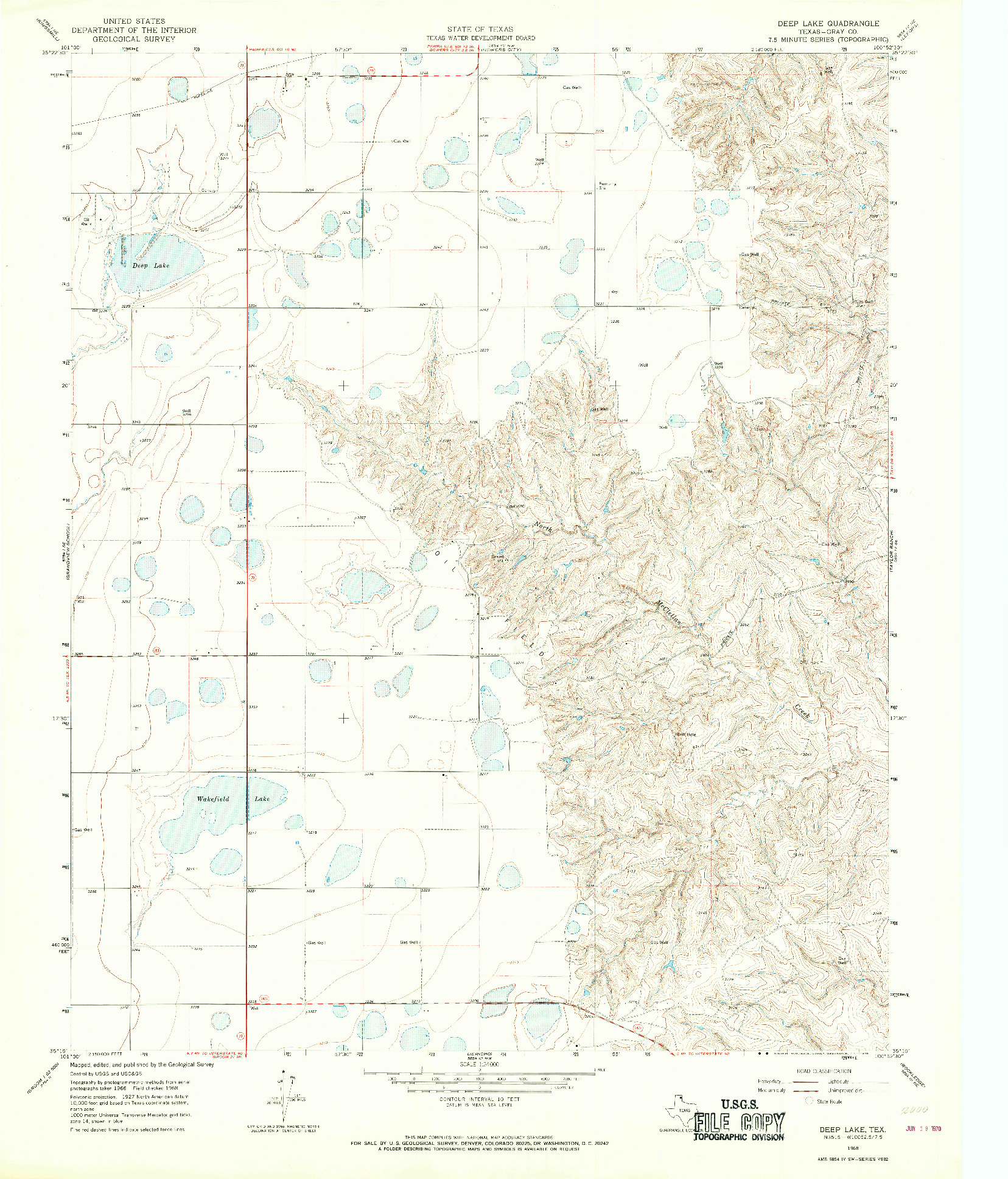 USGS 1:24000-SCALE QUADRANGLE FOR DEEP LAKE, TX 1968