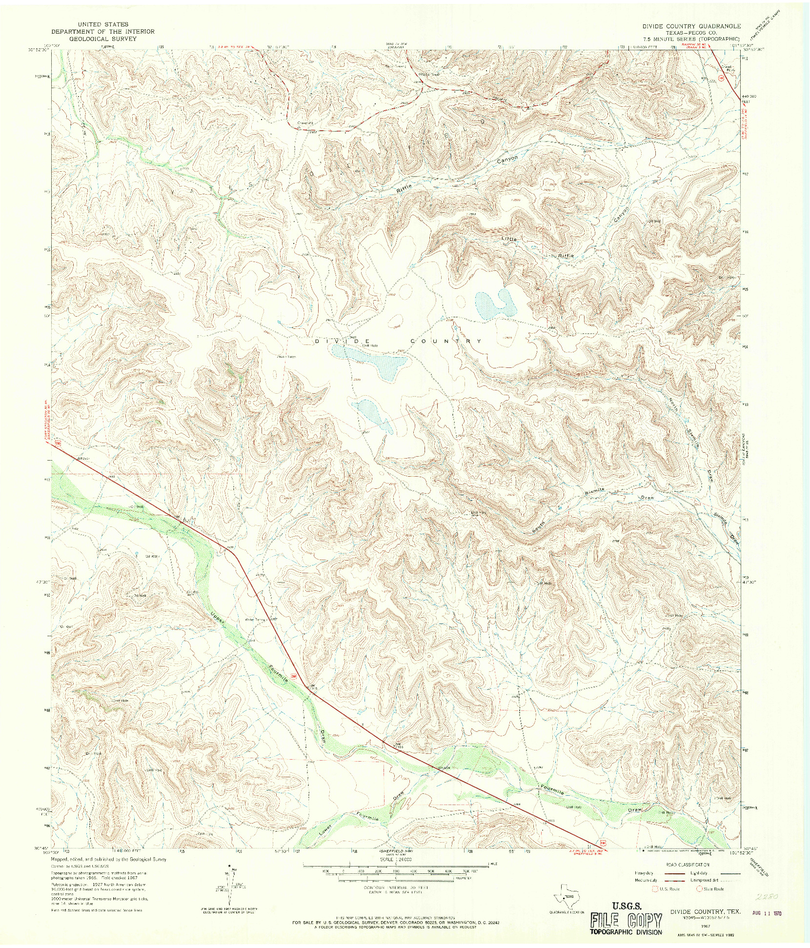 USGS 1:24000-SCALE QUADRANGLE FOR DIVIDE COUNTRY, TX 1967