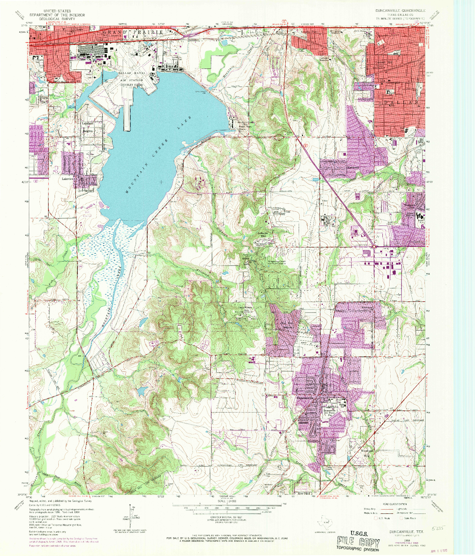 USGS 1:24000-SCALE QUADRANGLE FOR DUNCANVILLE, TX 1959