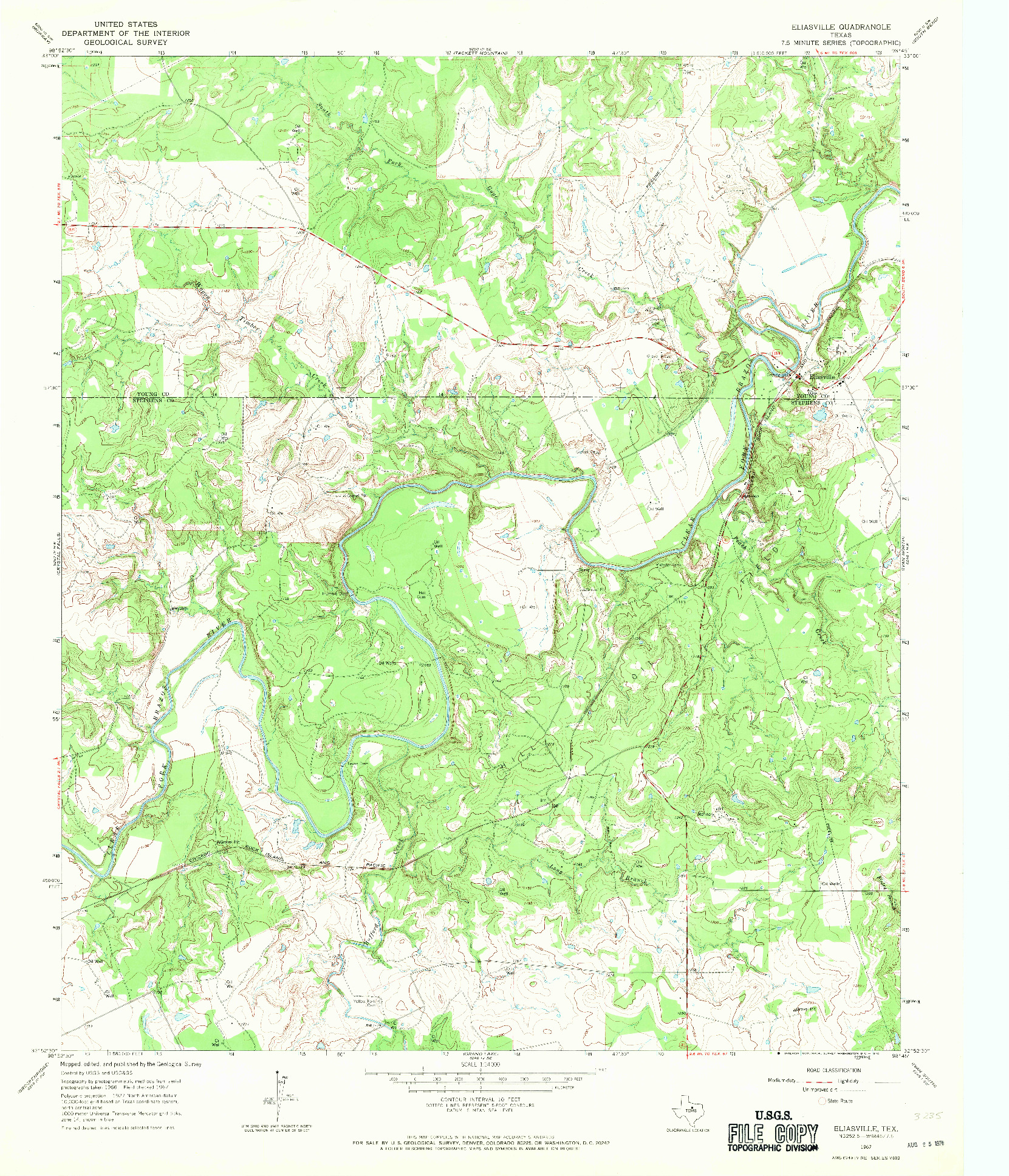 USGS 1:24000-SCALE QUADRANGLE FOR ELIASVILLE, TX 1967